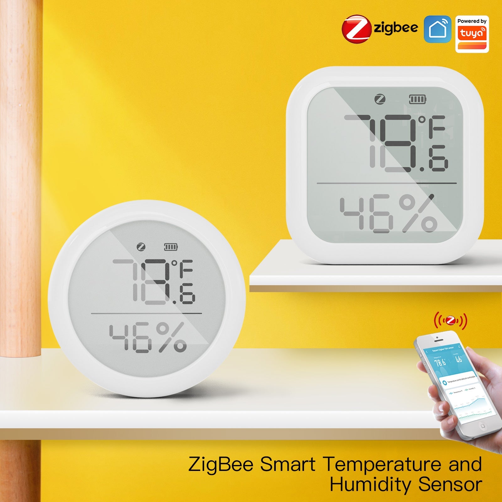 MOES ZigBee Smart Temperature and Humidity Sensor Indoor Hygrometer Thermometer Detector、mySite、fannypackpong