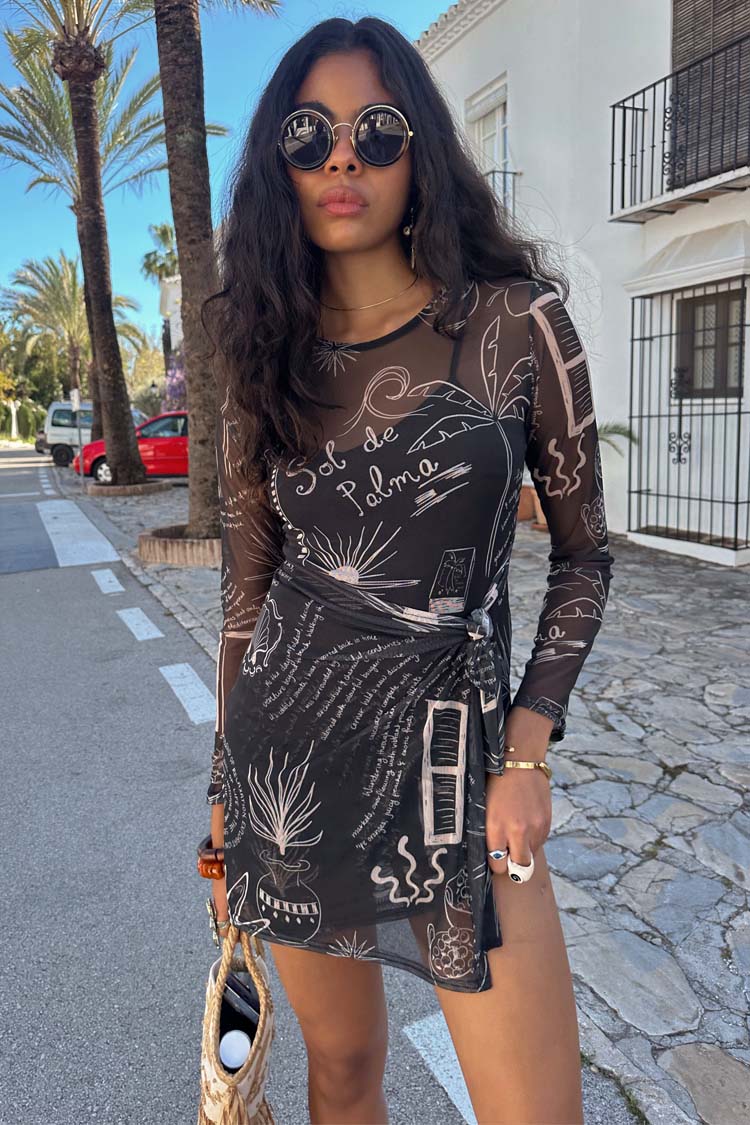 Mono Palma Mesh Mini Wrap Dress、mySite、solidvoid