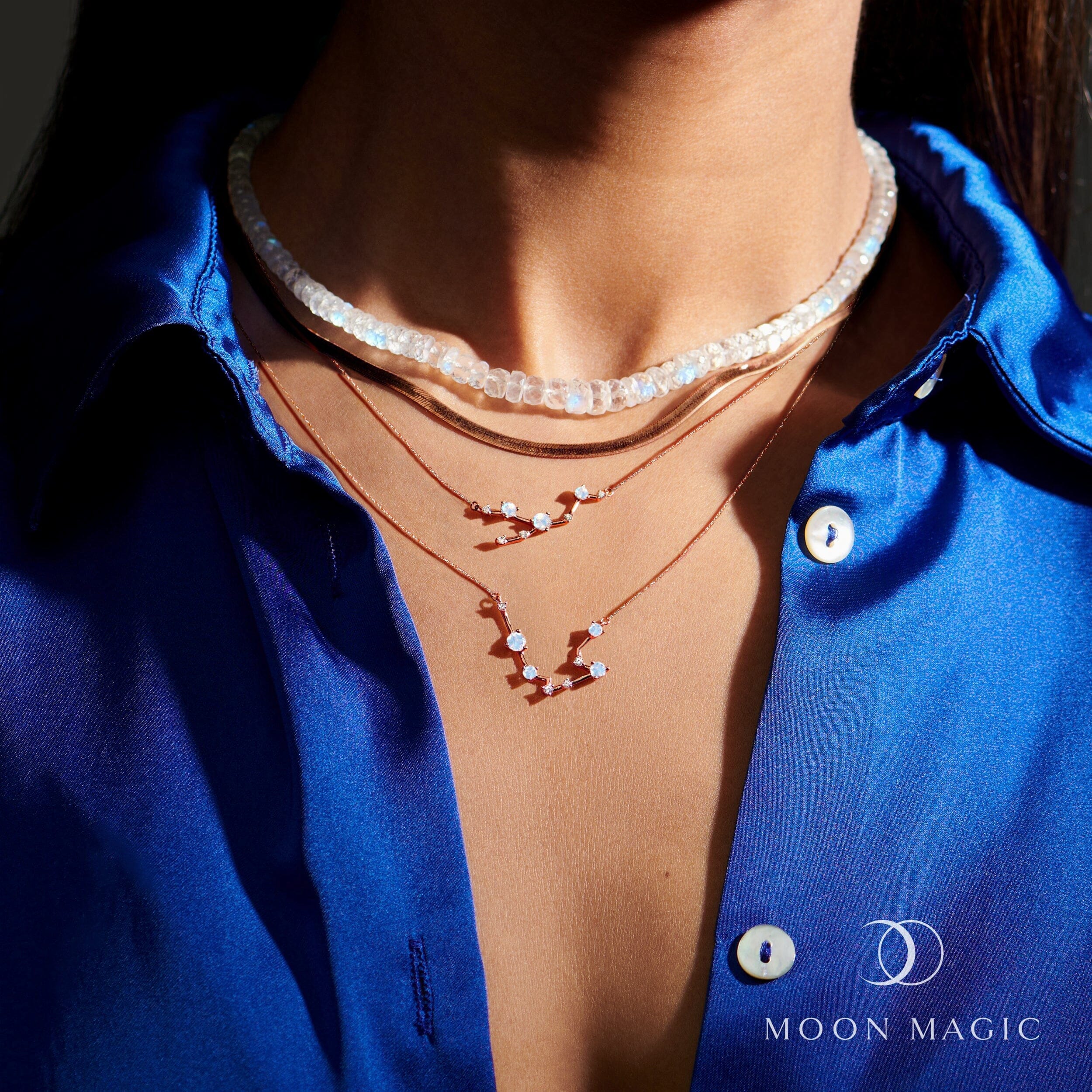 Moonstone Diamond Necklace - Aquarius Zodiac Constellation、mySite、hinf8tx79