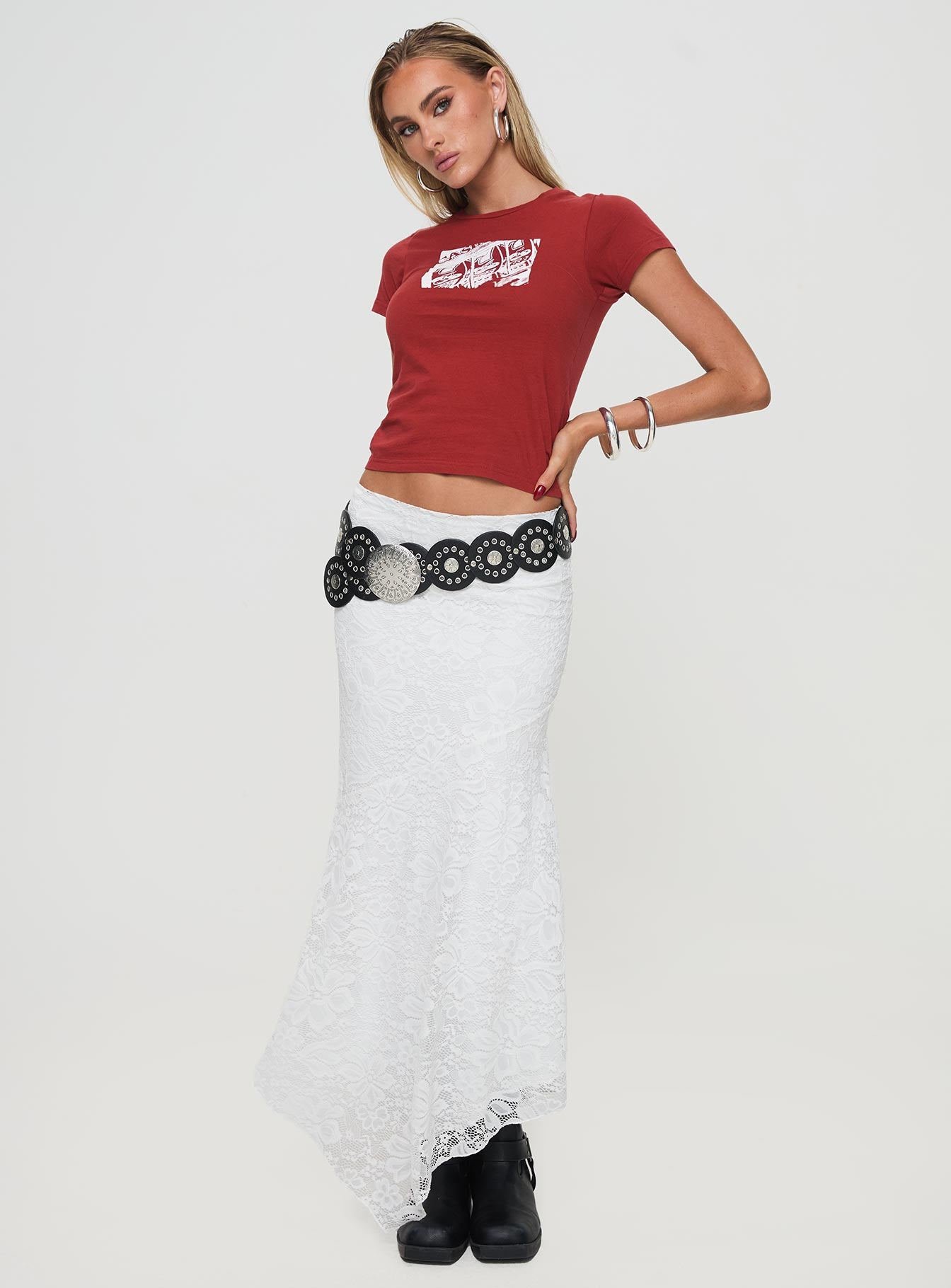Cattanio Lace Midi Skirt White、mySite、solidvoid