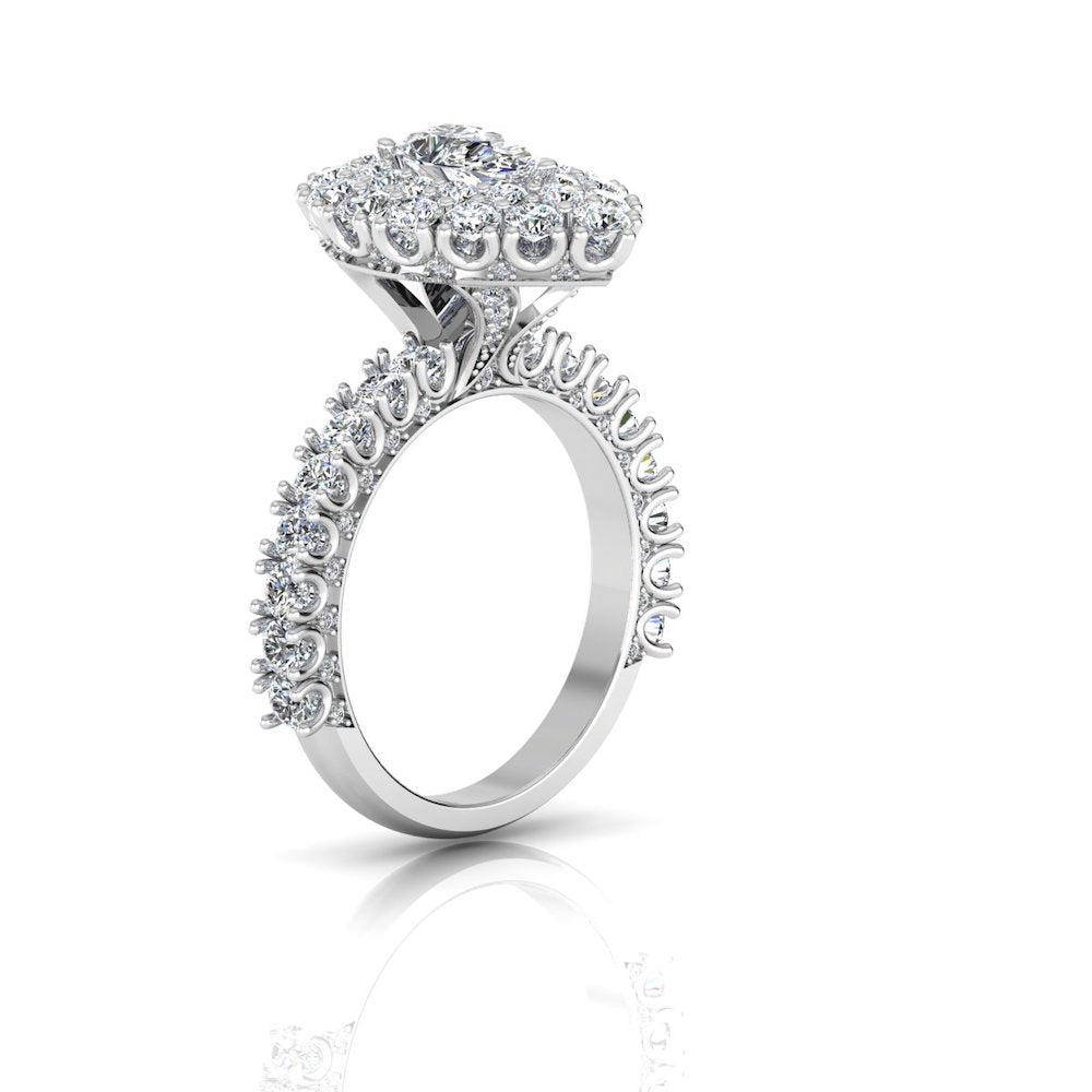 Antique Style Pear Top And Side Halo Moissanite Engagement Ring、mySite、hinf8tx79