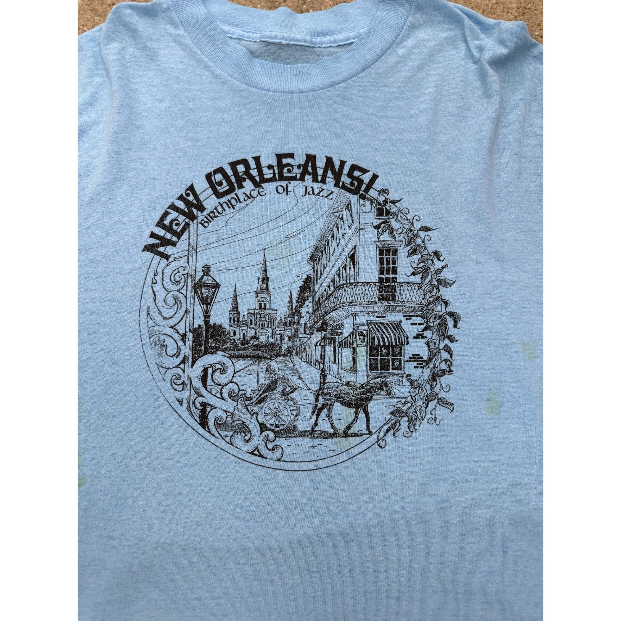80's New Orleans Birthplace Of Jazz Single Stitch Graphic Tee T-Shirt、mySite、garagedoors4me
