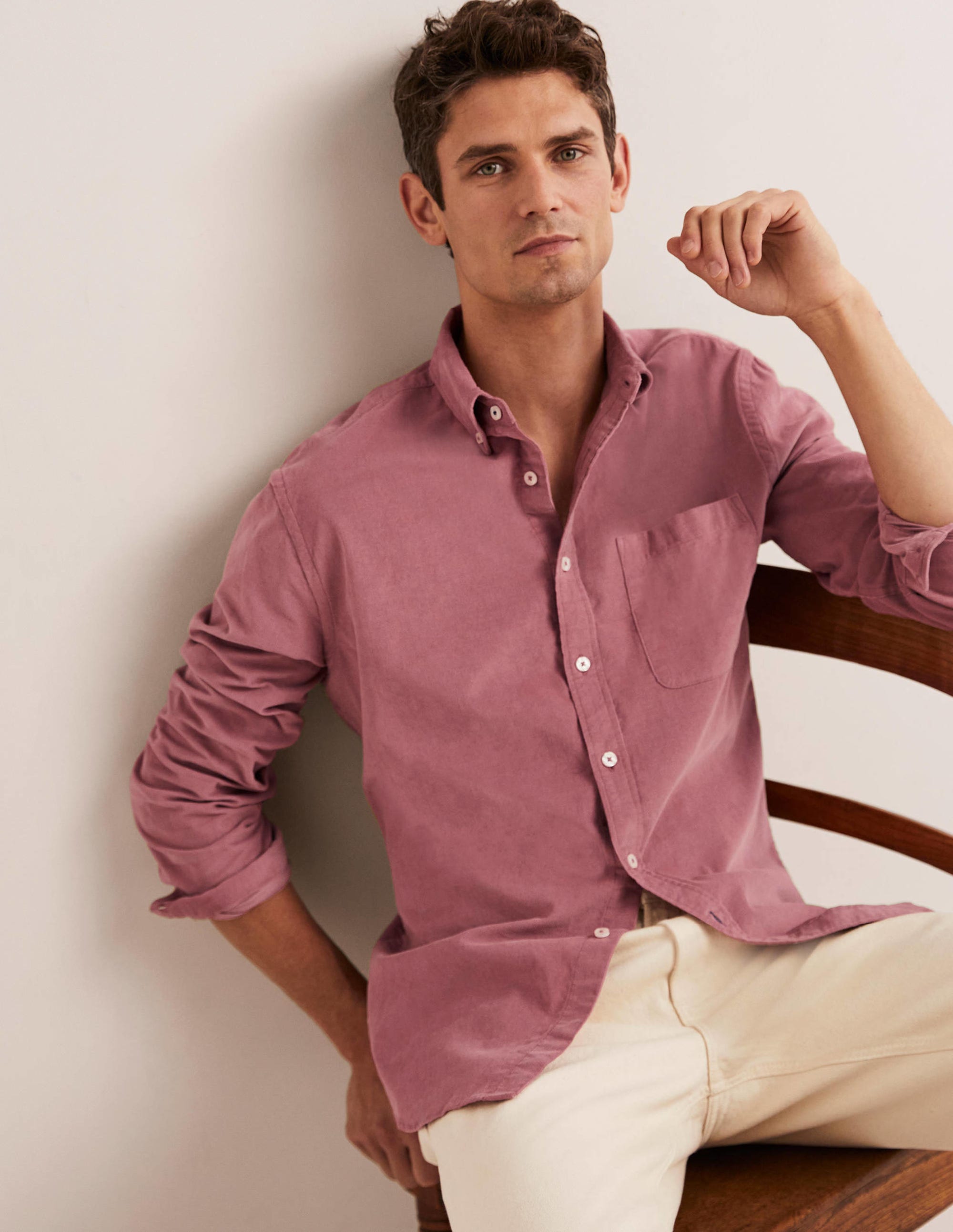  Button Down Cord Shirt-Dusky Pink、mySite、ashleygrahame