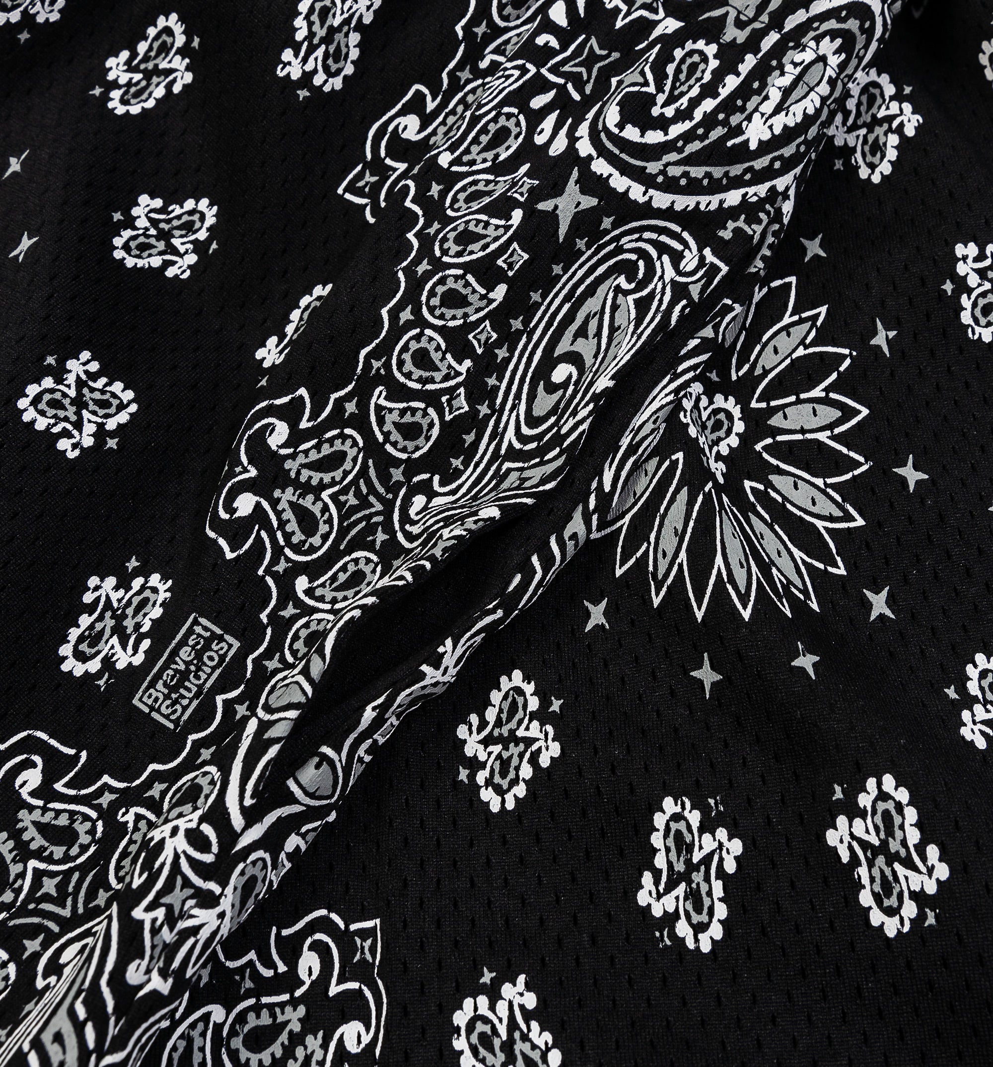 Screenprinted Paisley Two Tone Mens Short - Black/White、mySite、dreamappss