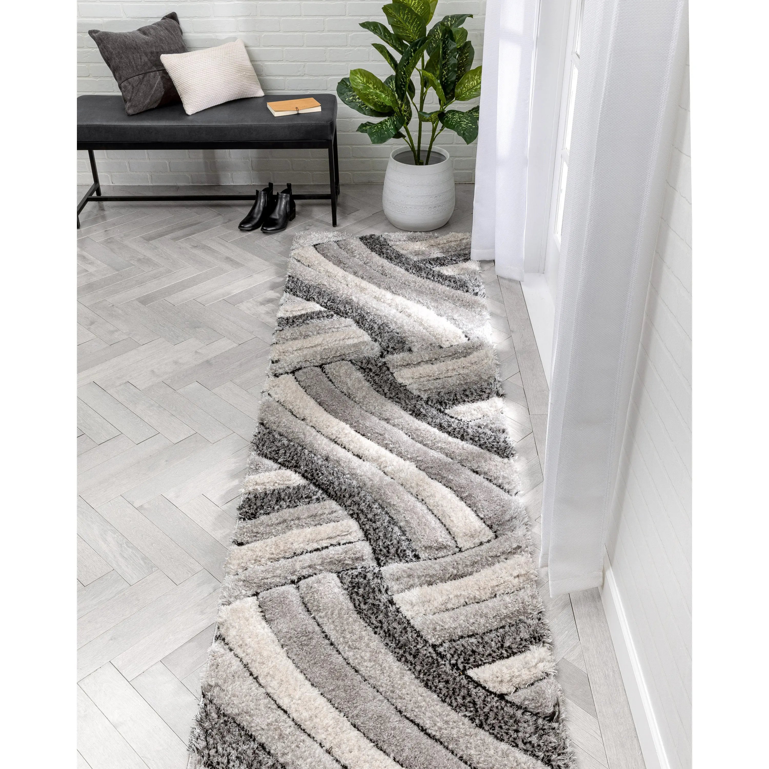 Ucci Grey Modern 3D Textured Shag Rug、mySite、gigharbornorthrealestate