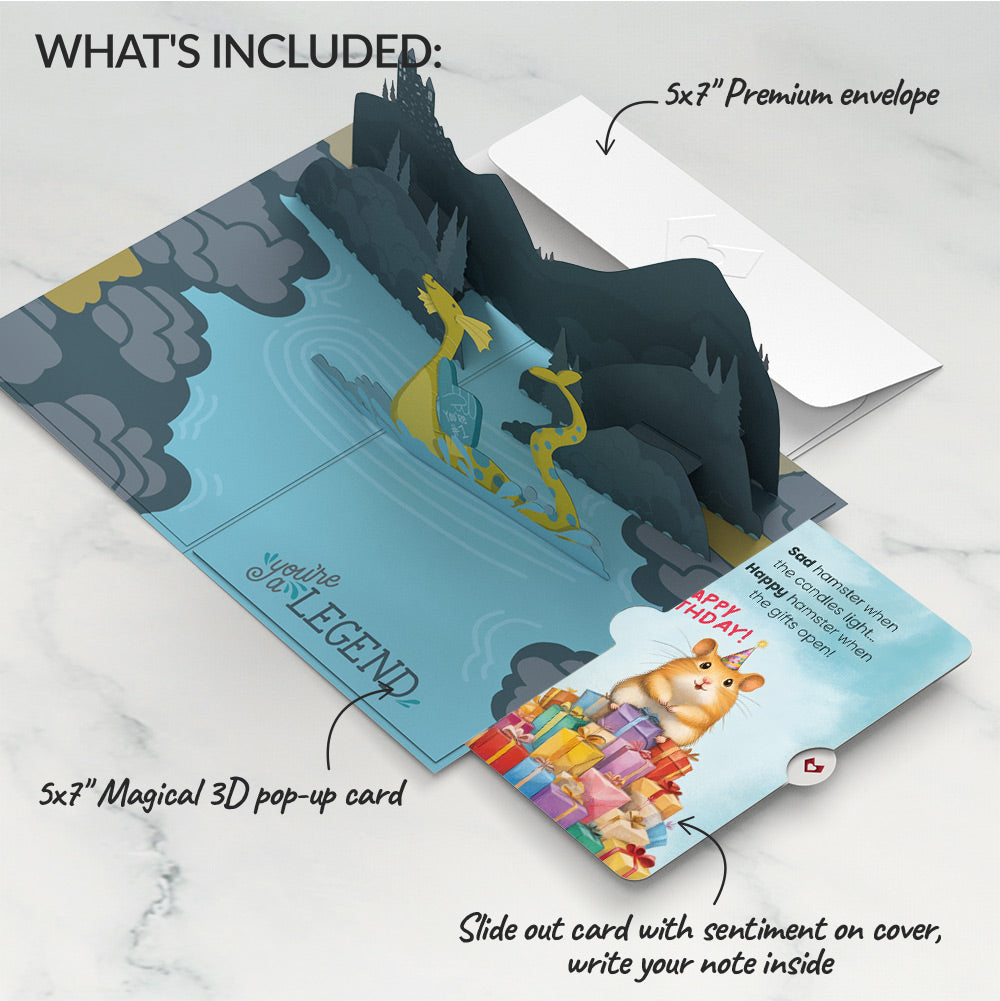 Dad You're a Legend Loch Ness Monster Birthday Pop-Up Card and Happy Hamster Sentiment Set、mySite、solidvoid