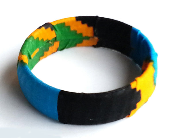 Black, Blue, Green and Orange Kente Print Bangle、mySite、solidvoid