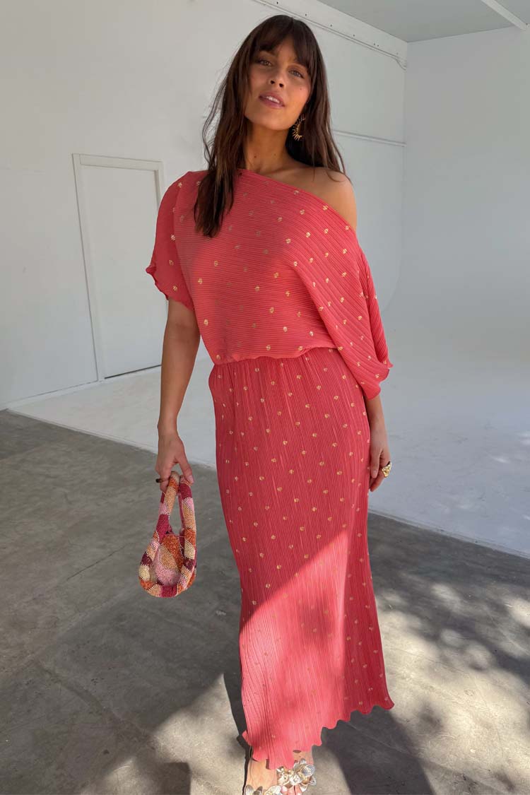 Coral Plisse Tilly Dress、mySite、solidvoid