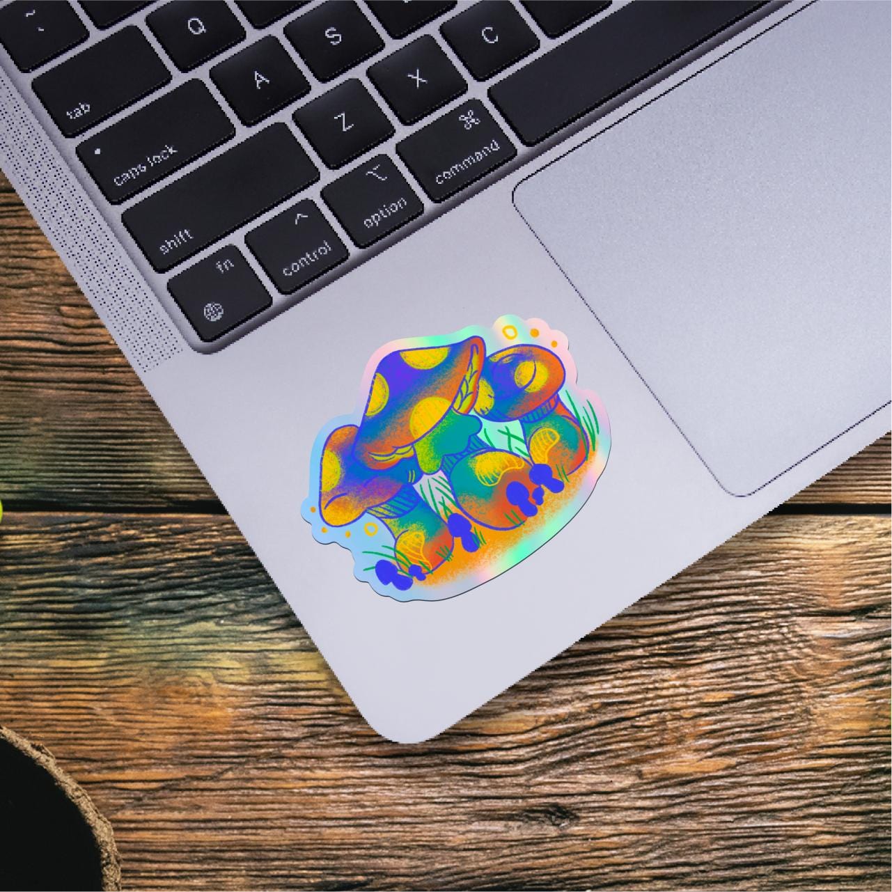  3 Trippy Mushrooms Holographic Sticker、mySite、ghnorth