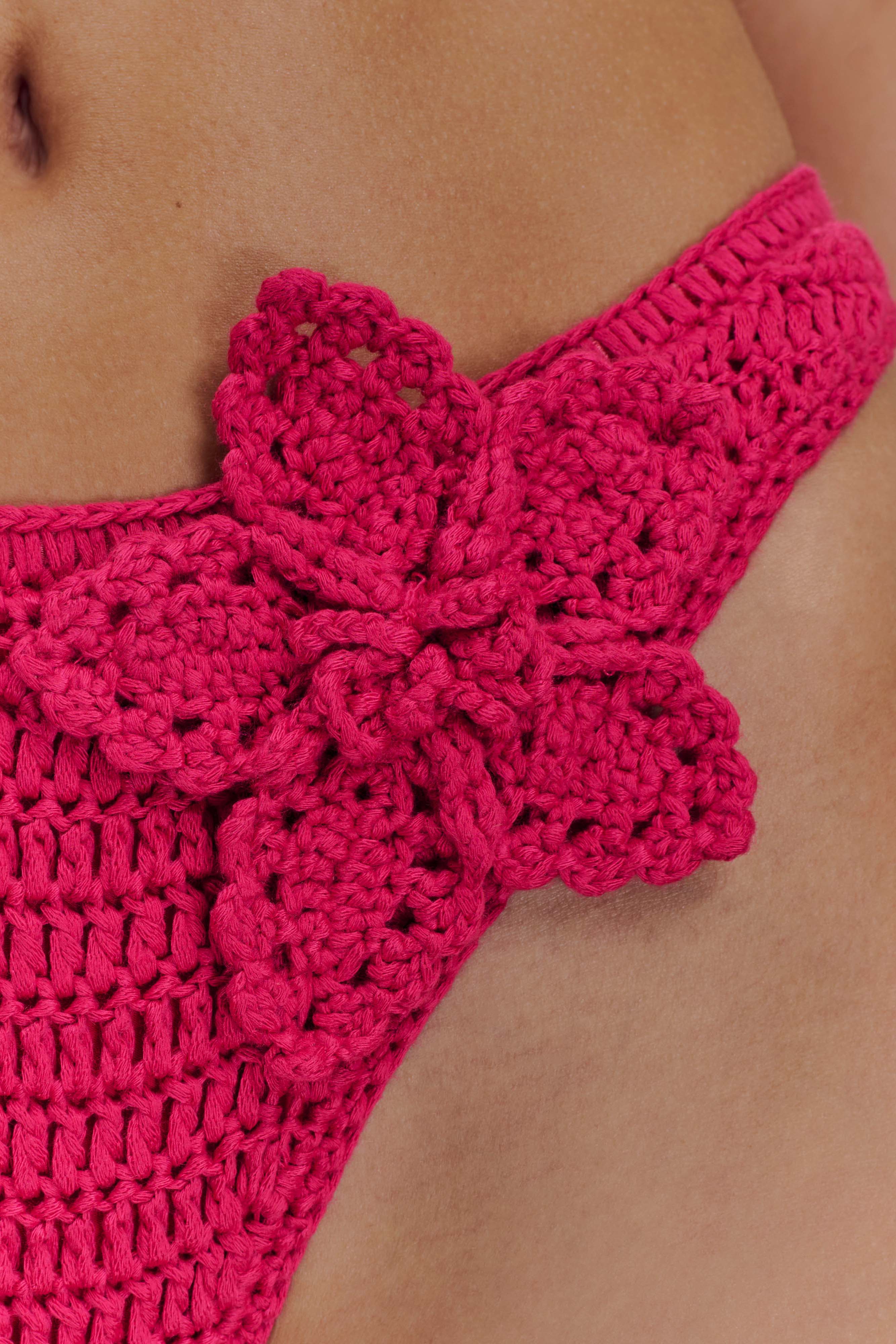 Skye Floral Crochet Tie Up Bikini Bottom - Pink Cherry、mySite、solidvoid