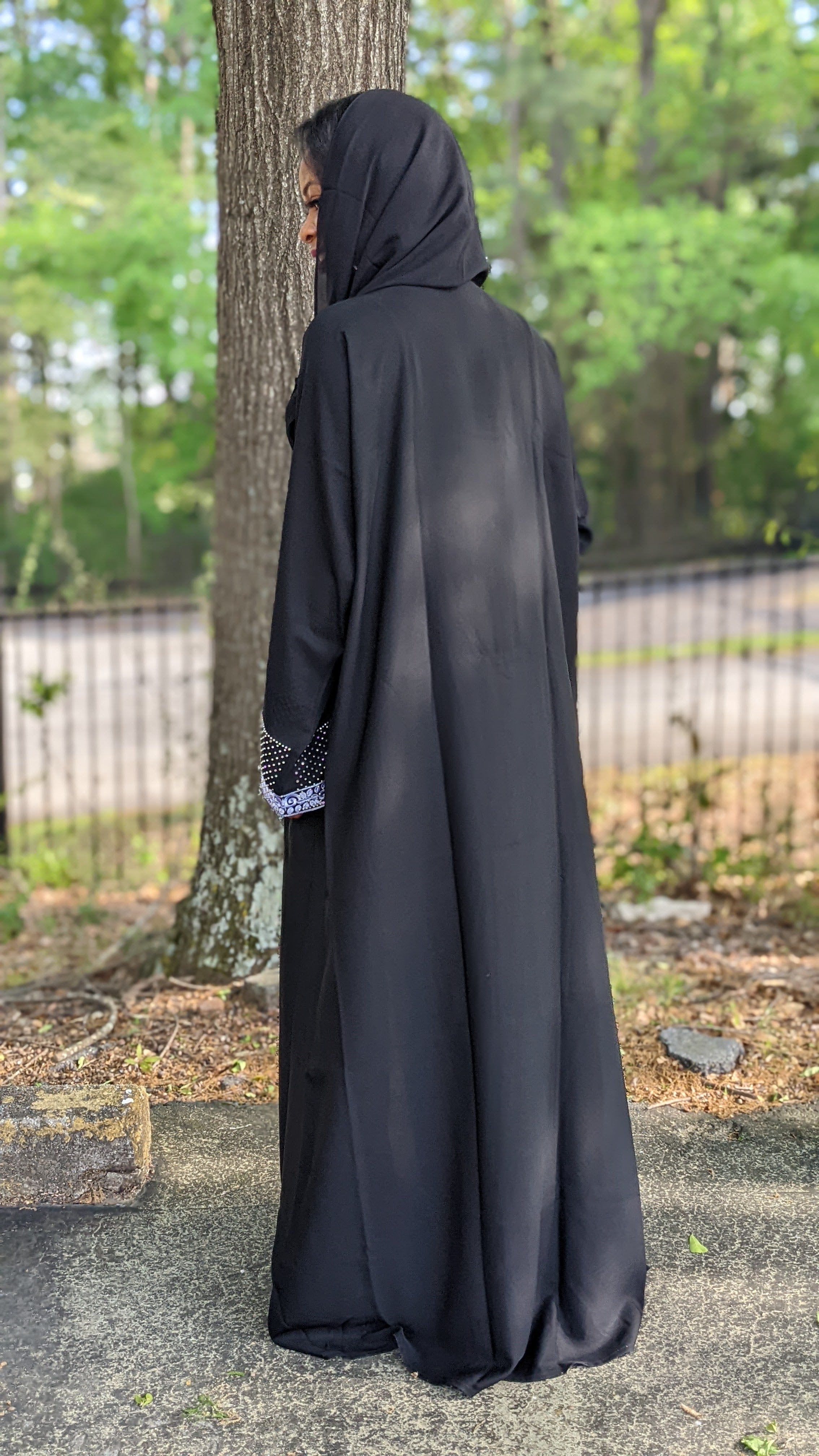 Amina Black and Silver African Abaya Kaftan Moroccan Arabic Dress with matching Hijab-DPKBS03、mySite、solidvoid