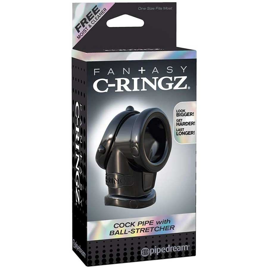 Cock Pipe Penis Ring & Ball Stretcher Black Sleeve by Fantasy C-Ringz、mySite、bottomscart