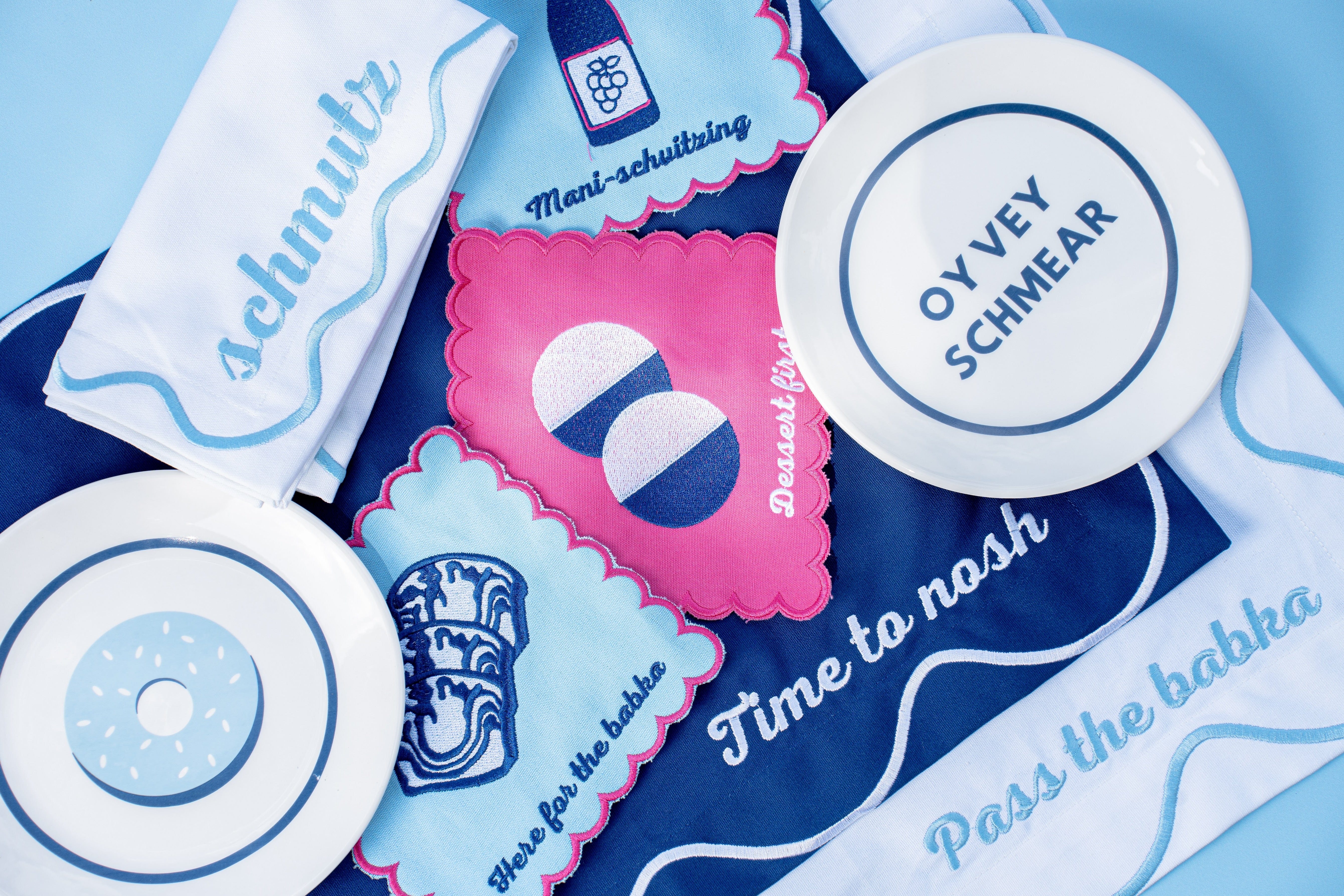 Time to Nosh Placemats - Set of 4 - (Blue or White)、mySite、topwebapps