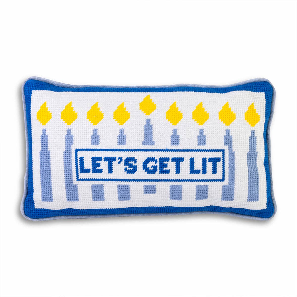 Let's Get Lit Hanukkah Needlepoint Pillow、mySite、topwebapps