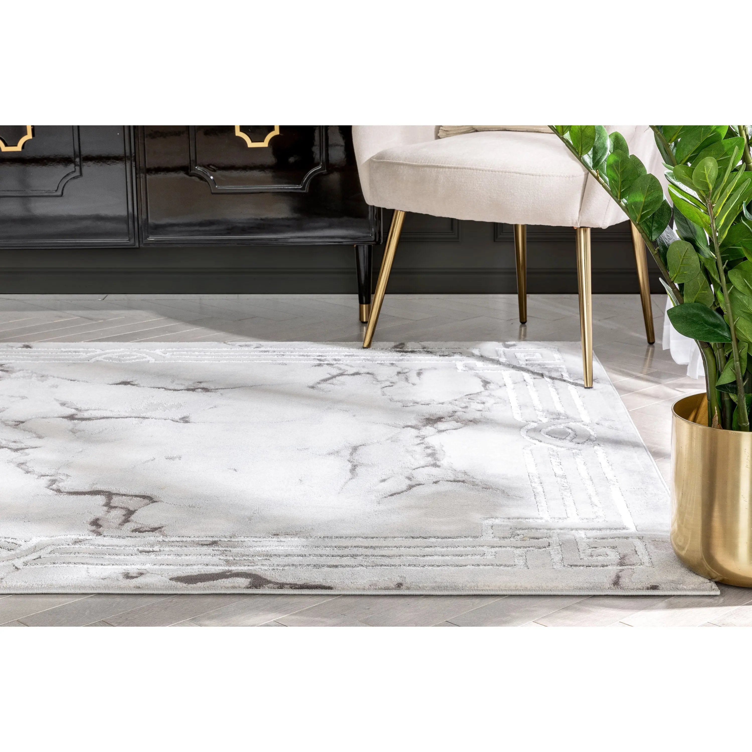 Huntington Retro Marble Border Glam Rug、mySite、gigharbornorthrealestate