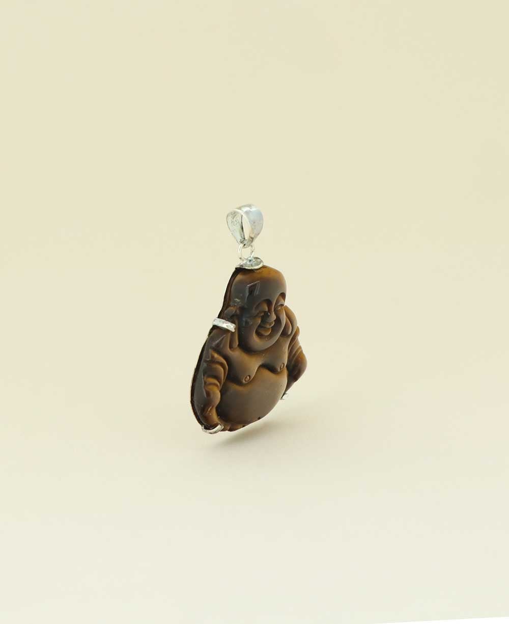 Tiger's Eye and Sterling Silver Happy Buddha Pendant、mySite、topwebapps