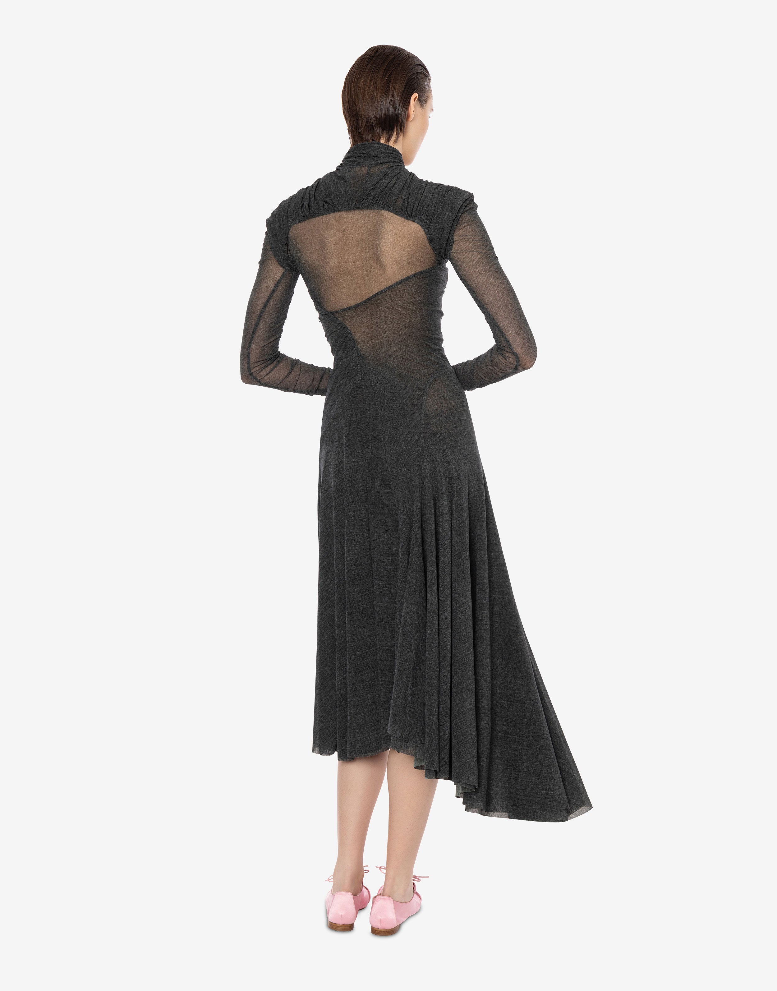 Abito asimmetrico in tulle stretch stampato、mySite、aoinhome