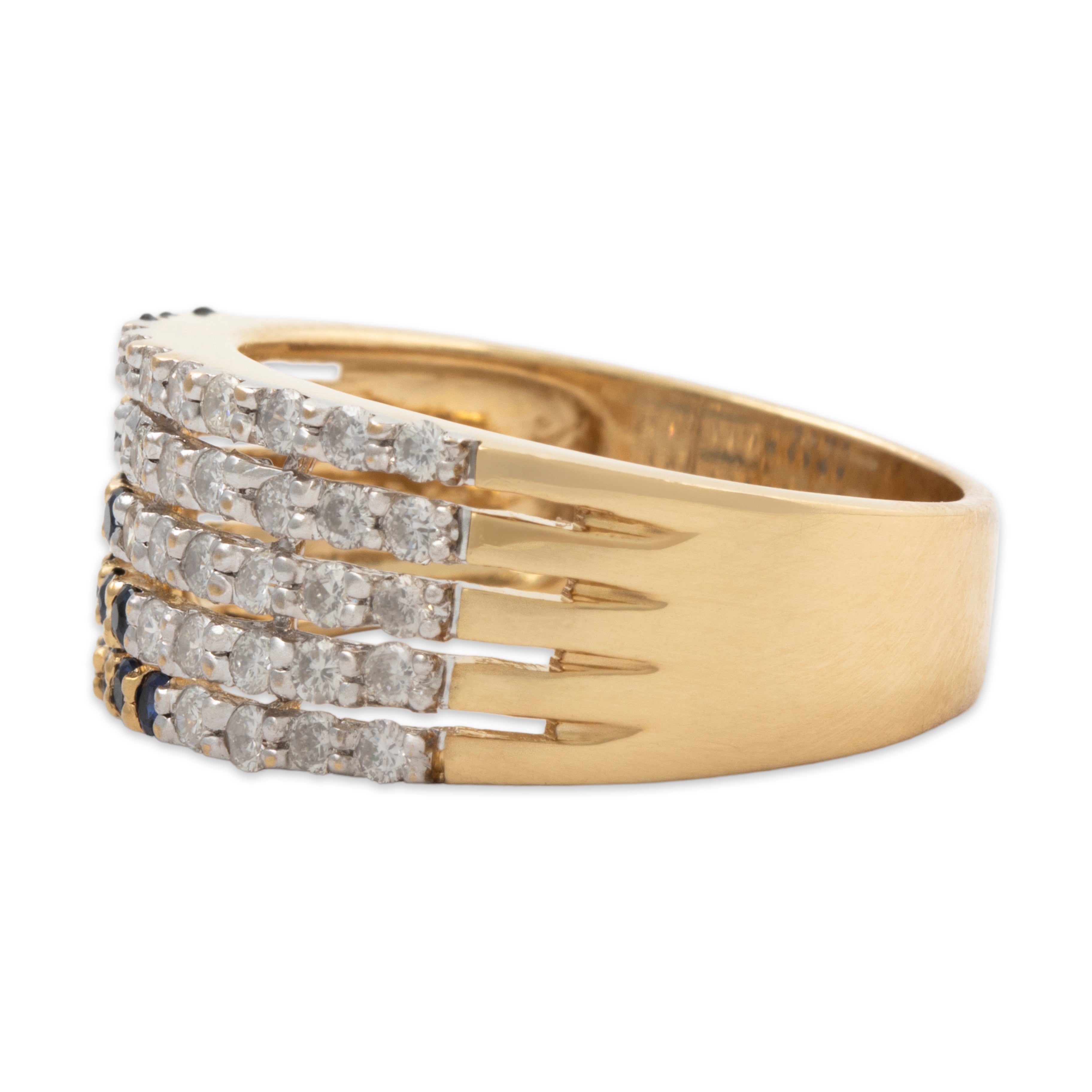 Vintage 14k Yellow Gold Sapphire .48cttw Diamond Sparkling Geometric Band Ring、mySite、hinf8tx79