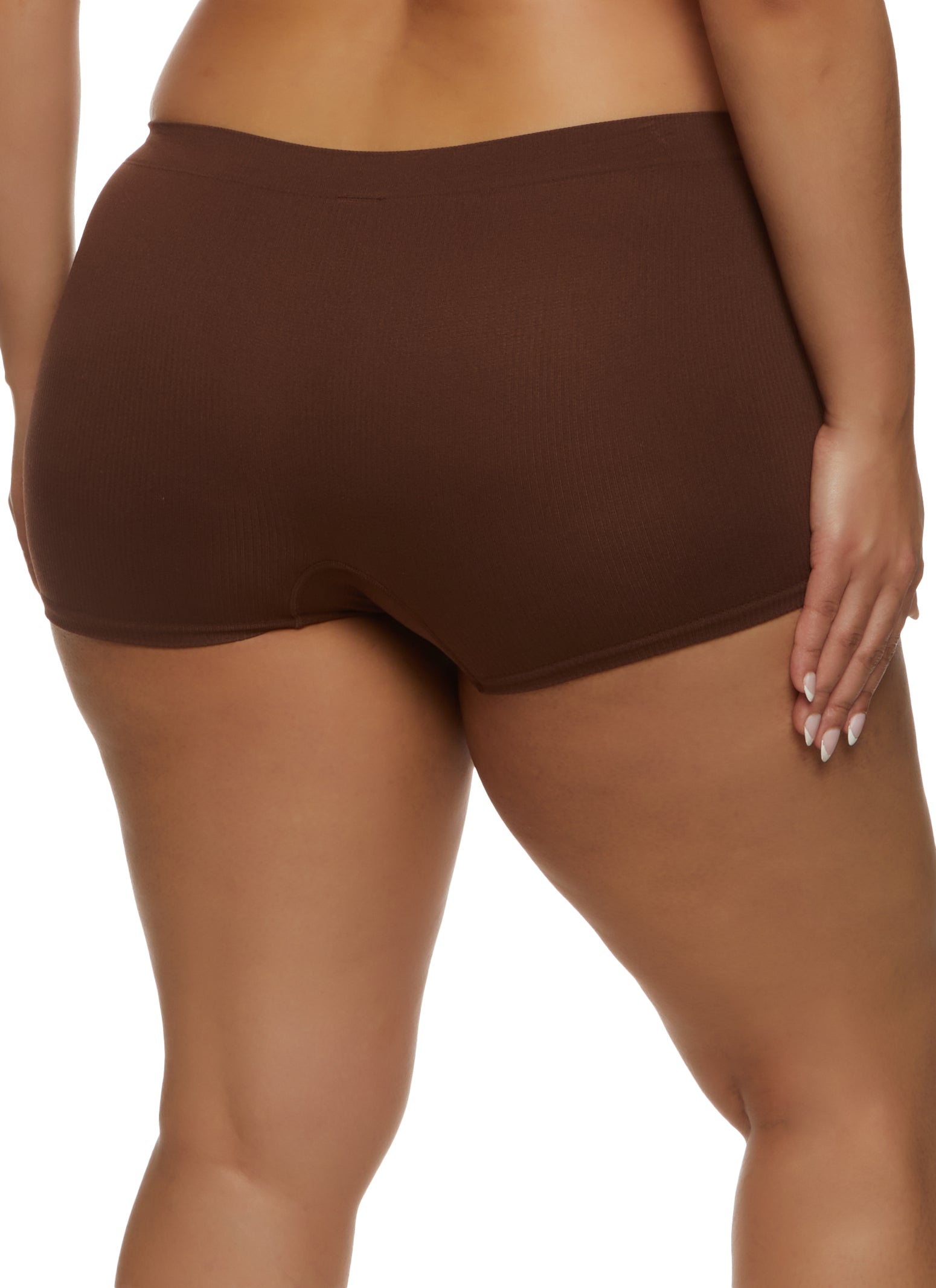Plus Size Seamless Ribbed Boyshort Panty、mySite、camillekostekn