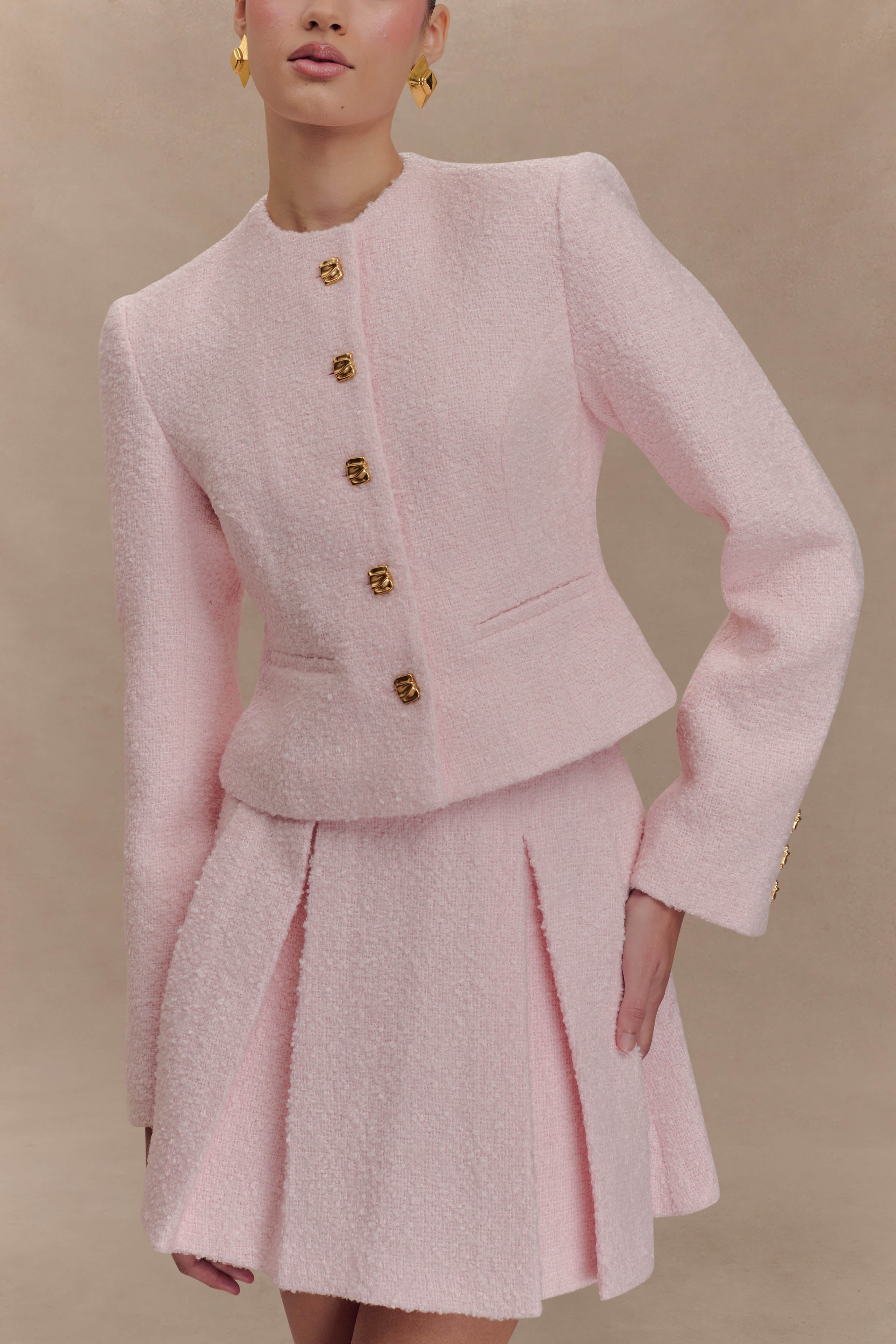 Cleo Boucle Jacket - Powder Pink、mySite、solidvoid