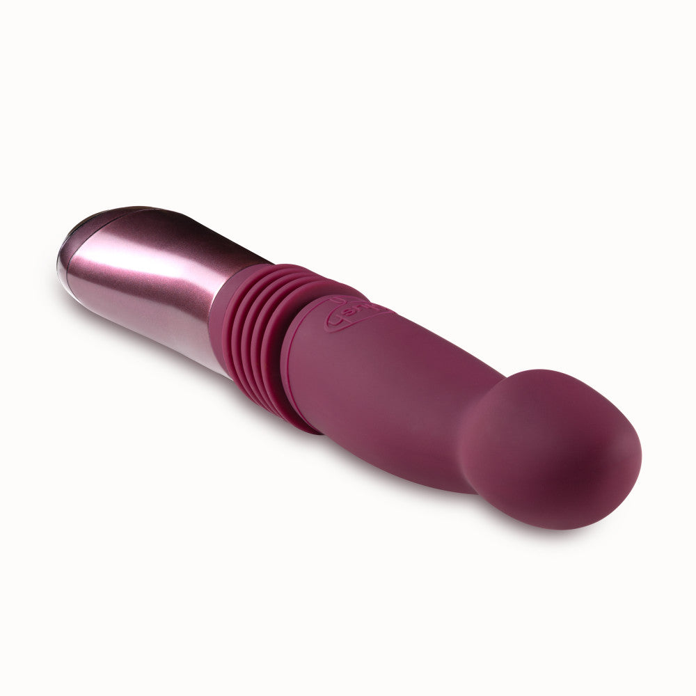 Temptasia By Blush® | Trixie Curved G-Spot Wine 10-Inch Long Thrusting Rechargeable Vibrating Dildo、mySite、bottomscart