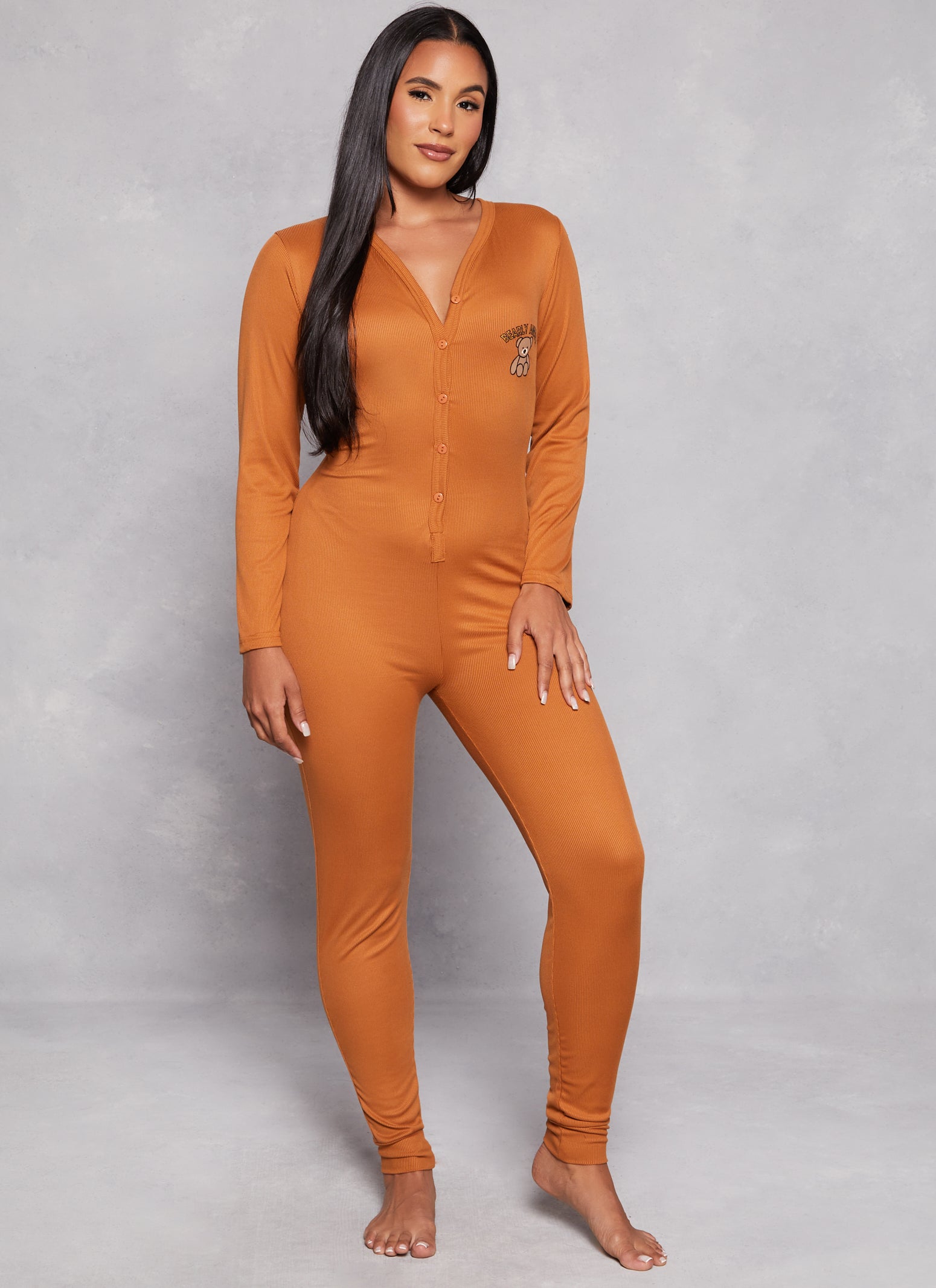 Ribbed Bearly Awake Embroidered Onesie Pajamas、mySite、camillekostekn