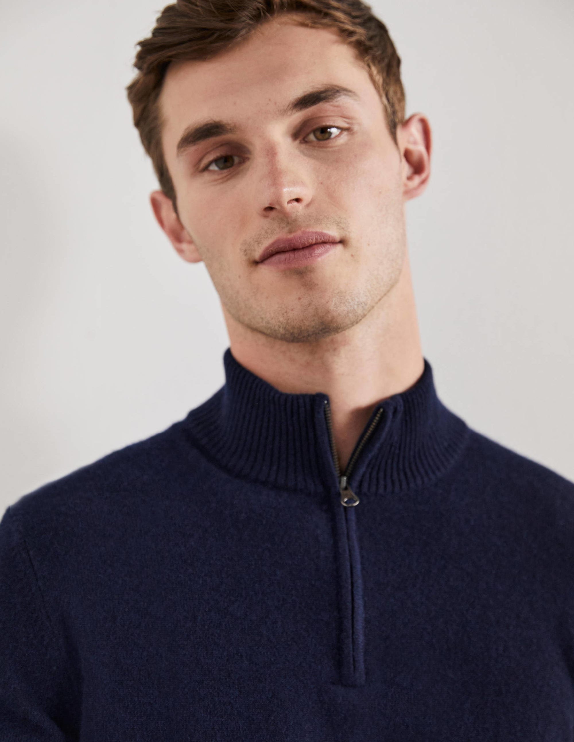  Cashmere Half-Zip Jumper-Navy、mySite、ashleygrahame