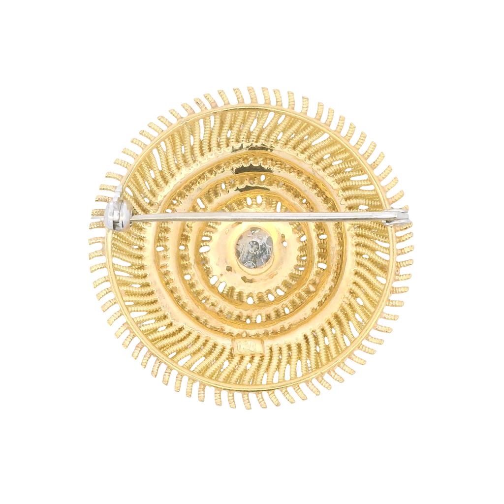 Estate 18K Yellow Gold 0.22ctw Diamond Swirl Brooch、mySite、botmansion