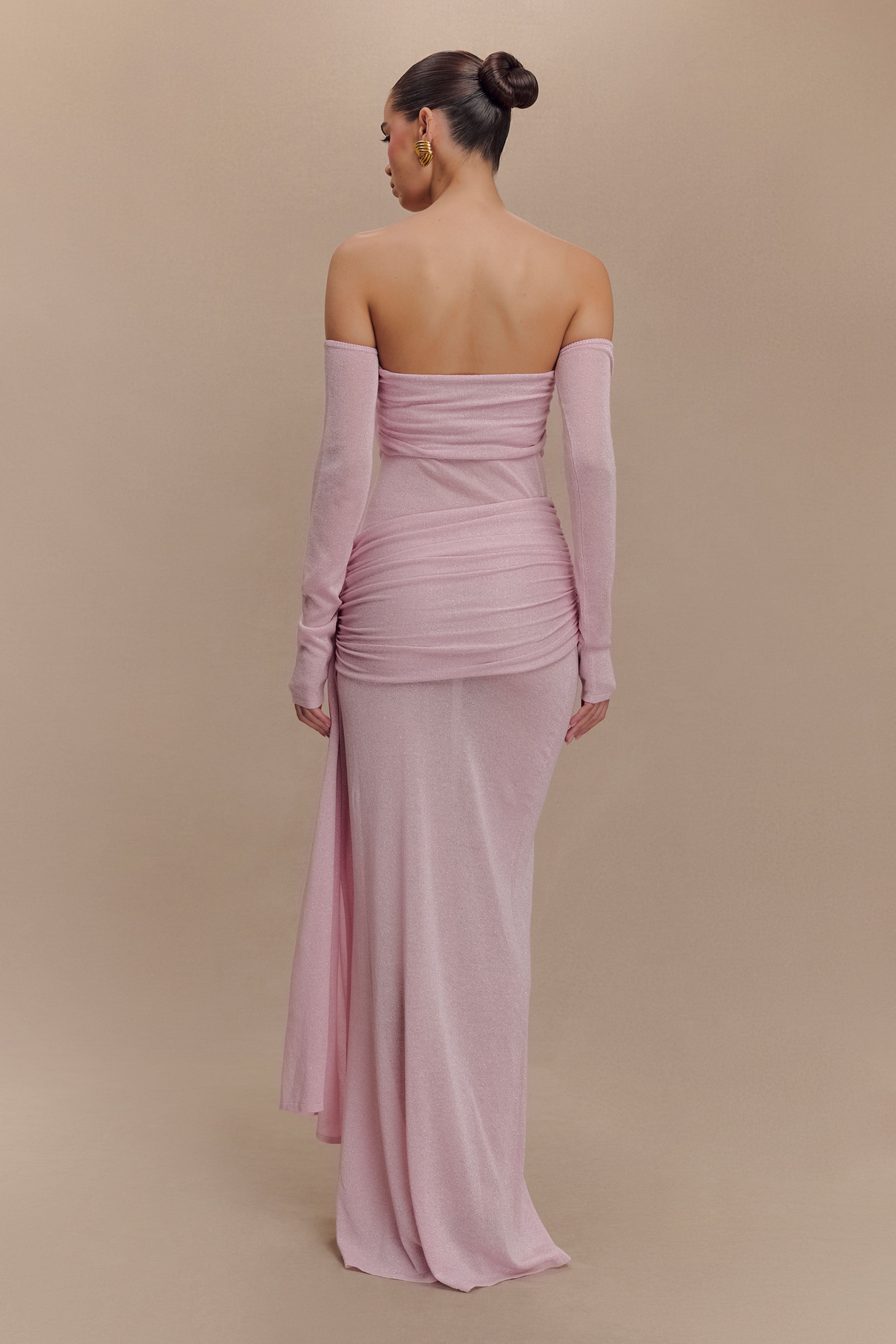 Ingrid Metallic Knit Maxi Dress - Baby Pink、mySite、solidvoid