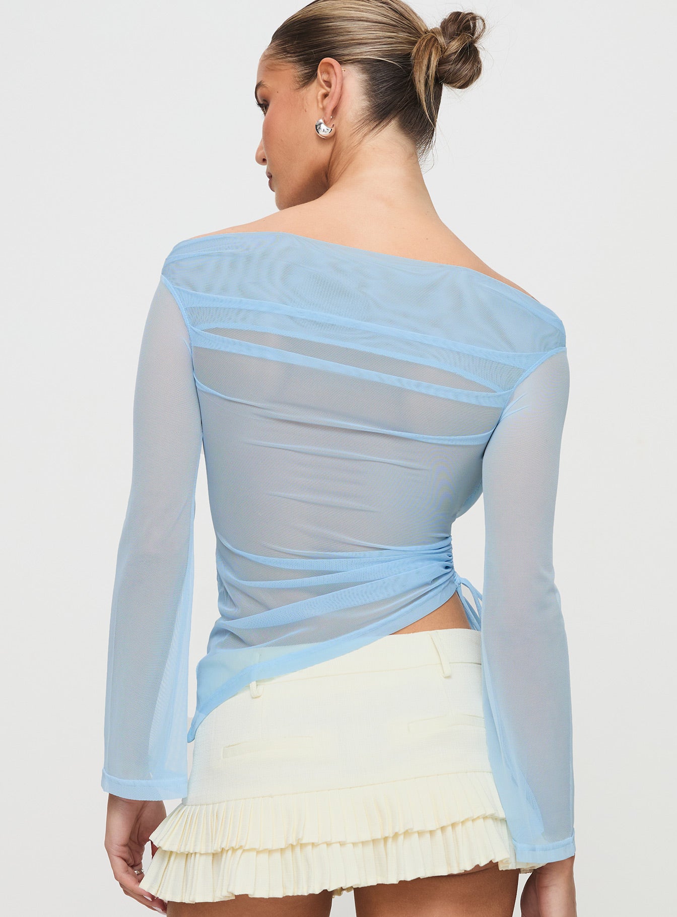 Telescopic Off Shoulder Top Blue、mySite、solidvoid