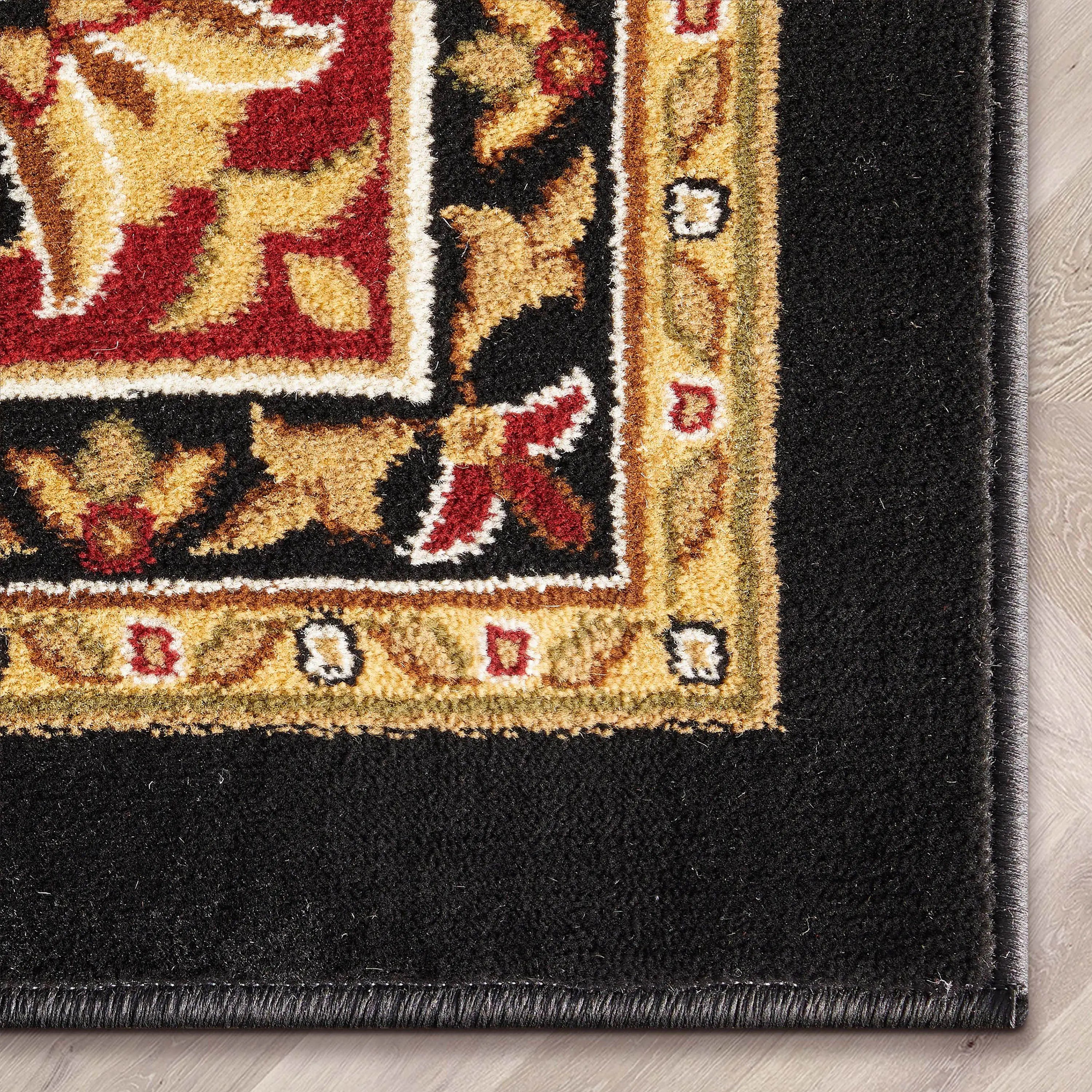 Medallion Kashan Black Traditional Rug、mySite、gigharbornorthrealestate