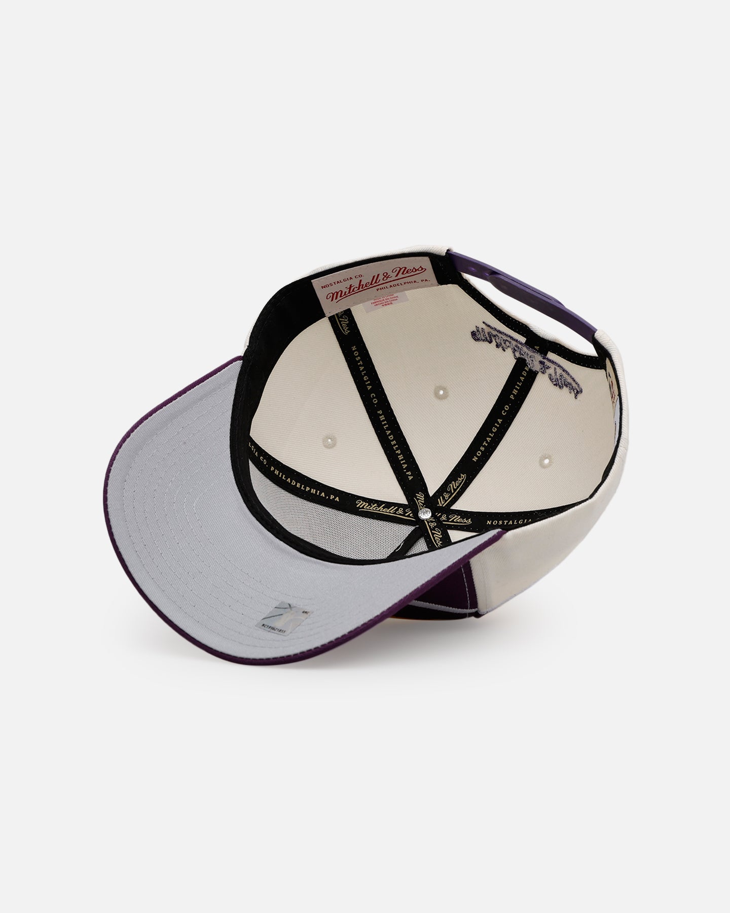 Mitchell & Ness Los Angeles Lakers 'Shark Tooth' Pro Pinch Snapback Cream/Purple、mySite、zt4zffjzw