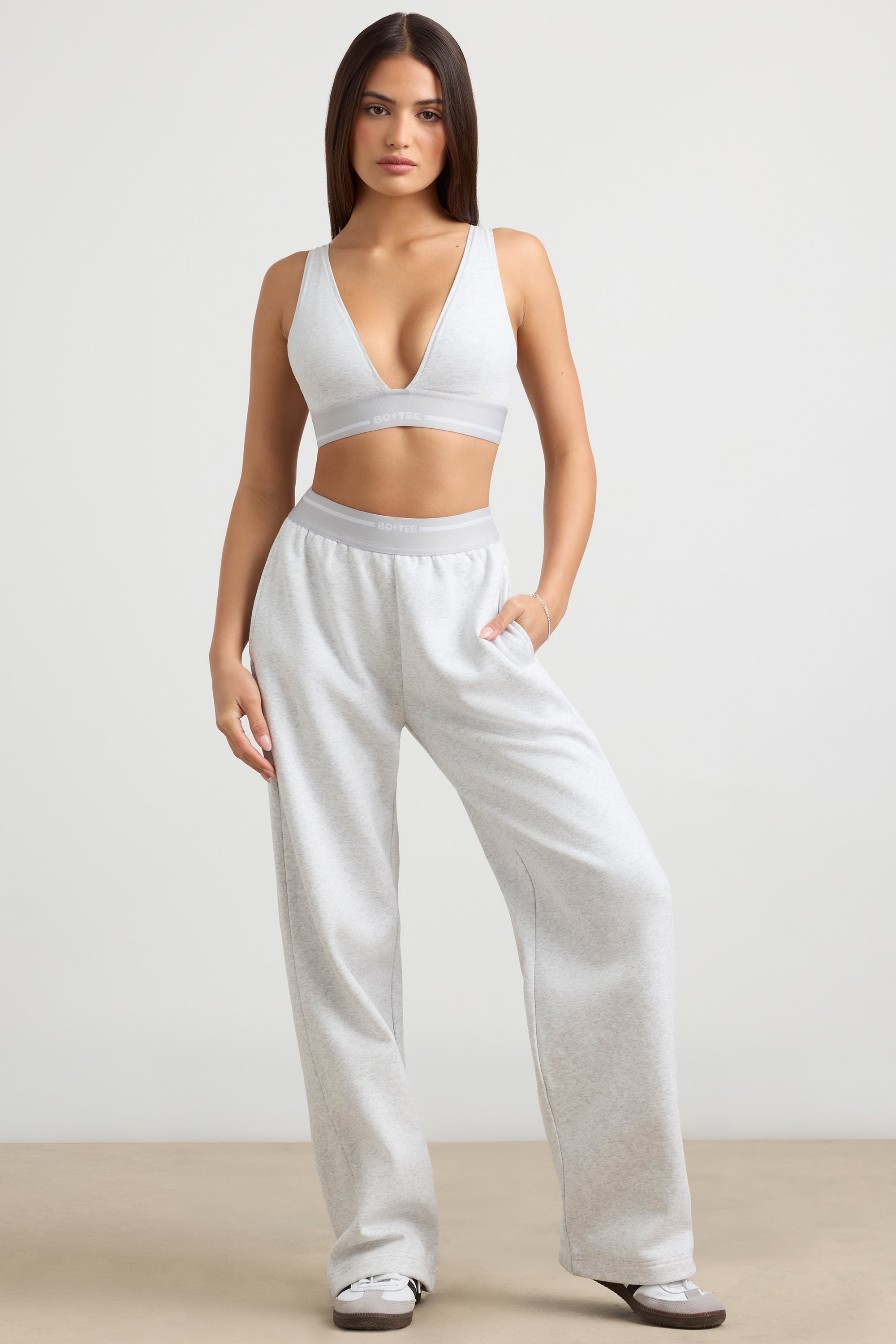 High-Waist Straight-Leg Joggers in Grey Marl、mySite、solidvoid