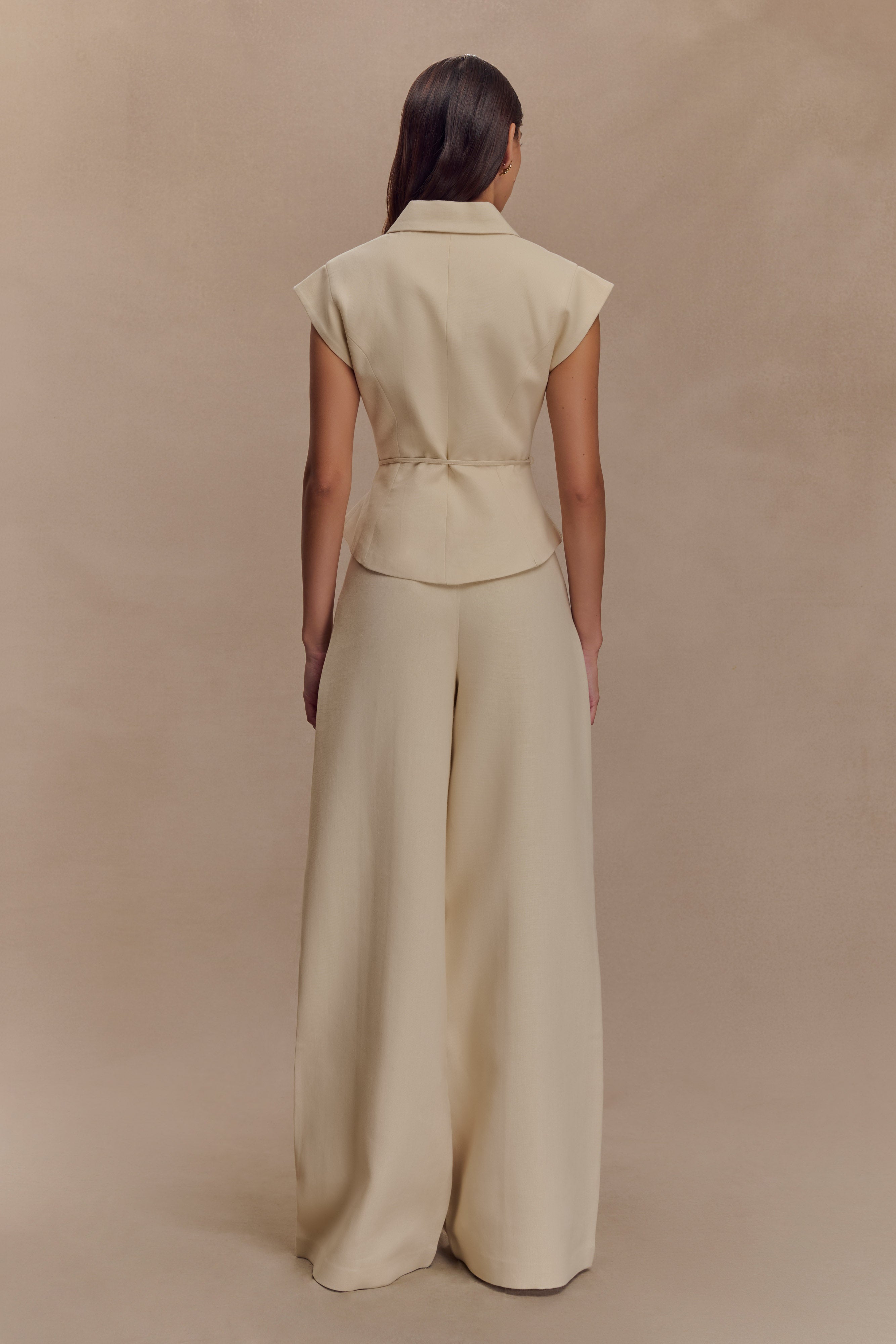 Andina Shortsleeve Linen Top - Natural Beige、mySite、solidvoid