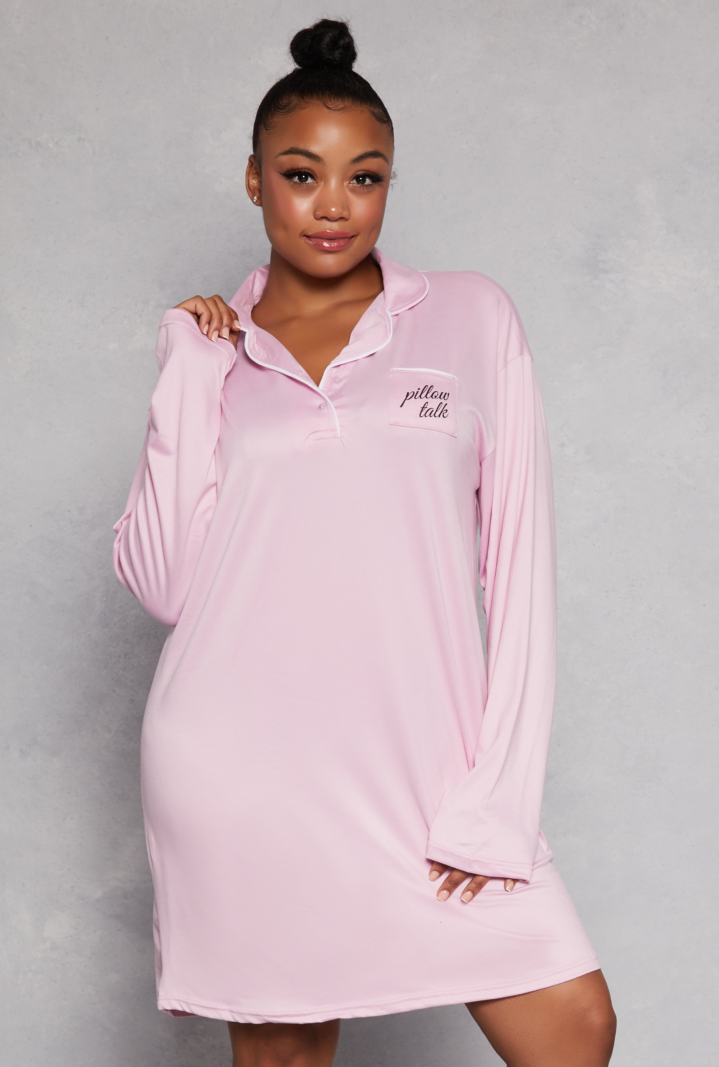 Plus Size Graphic Long Sleeve Sleep Shirt、mySite、camillekostekn