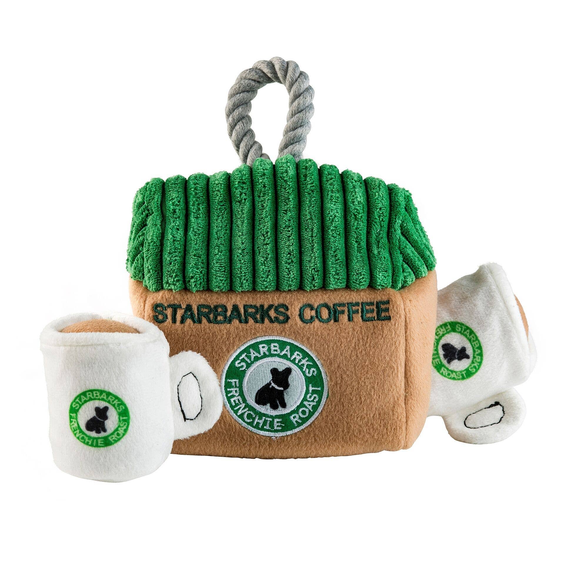 Plush Parody Pet Chew Toy Starbarks Coffee House for Dogs Fun Plush for Dog、mySite、g9winljtr