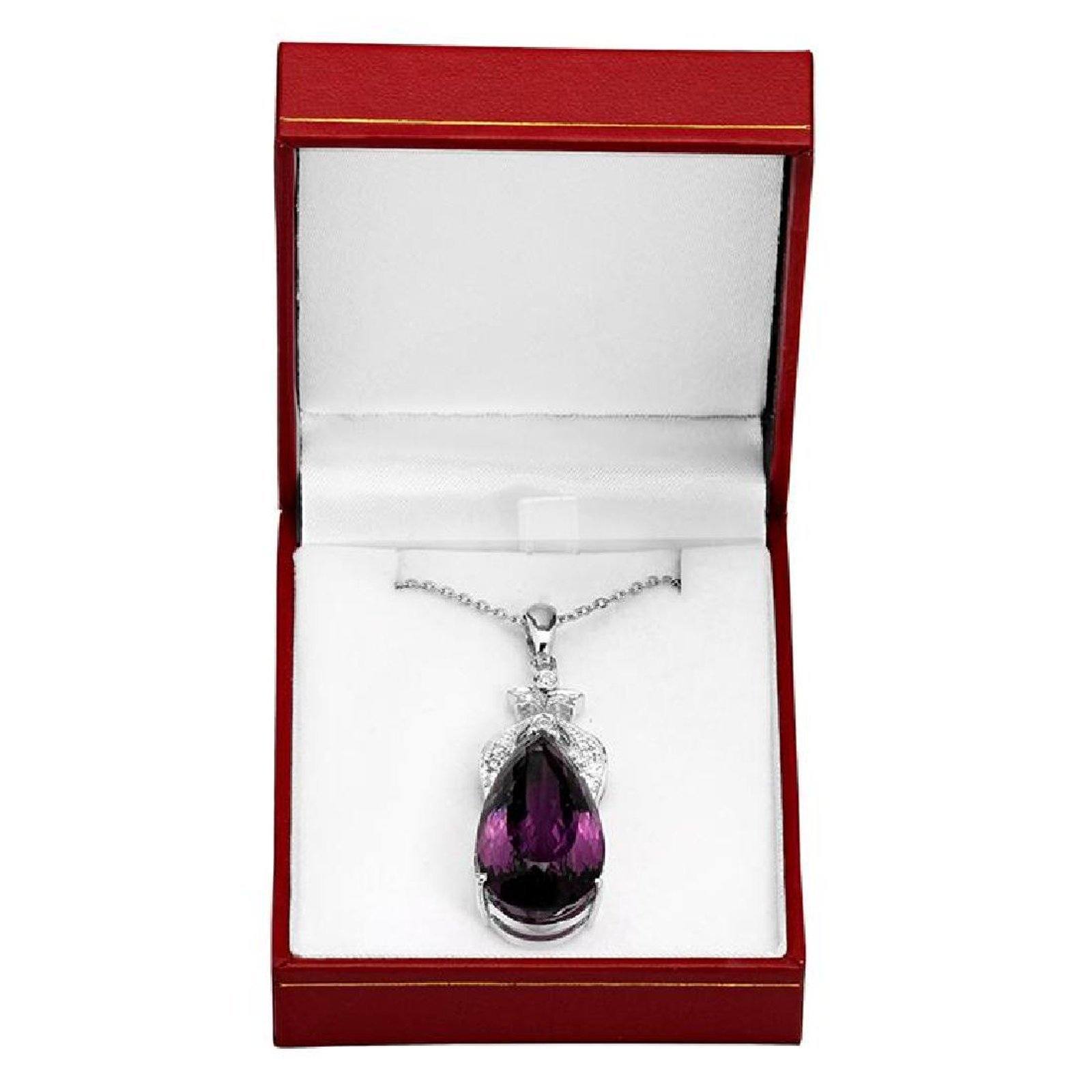 Amethyst and .57ct Diamond Pendant in 14K White Gold、mySite、g9winljtr