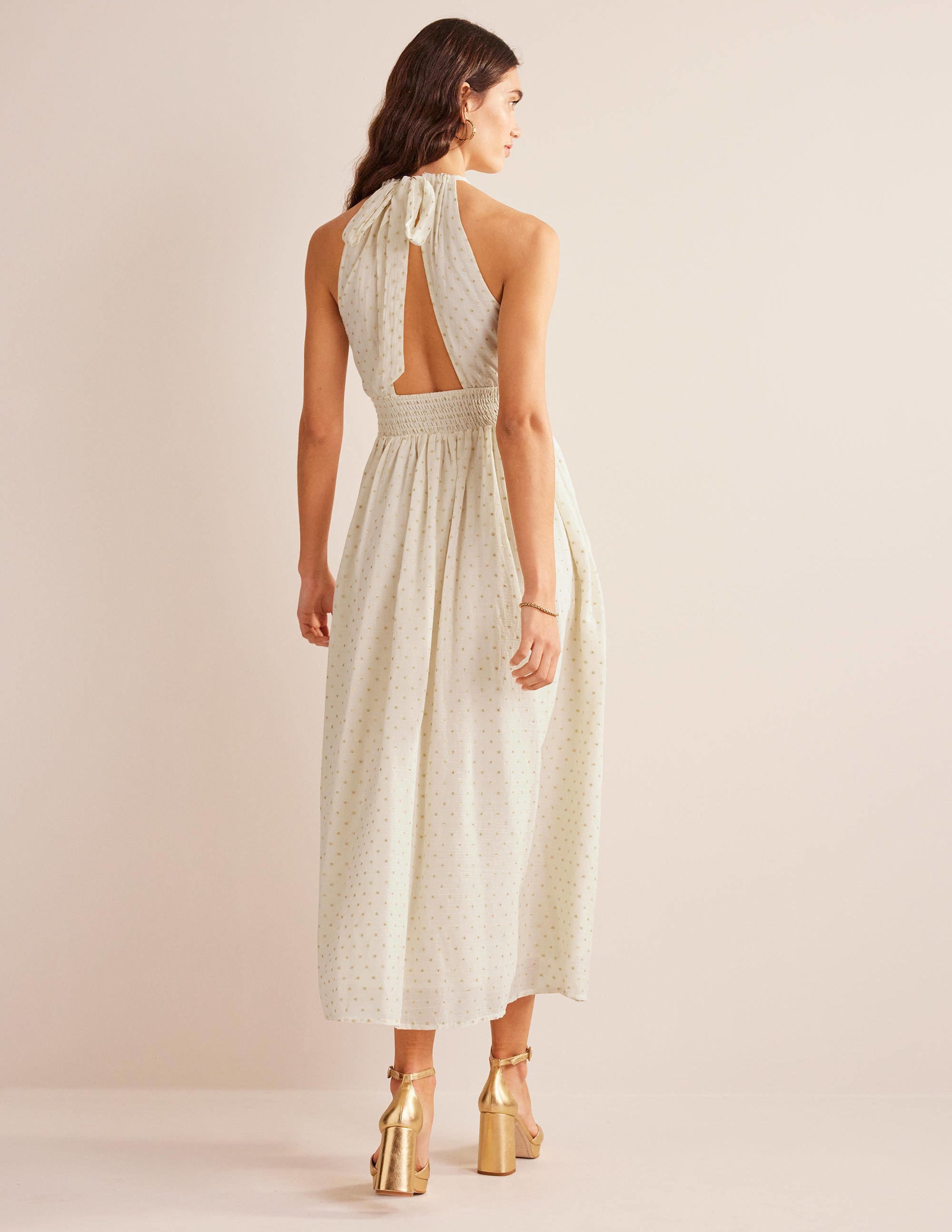  Metallic Detail Maxi Dress-Ivory, Gold Clip、mySite、ashleygrahame