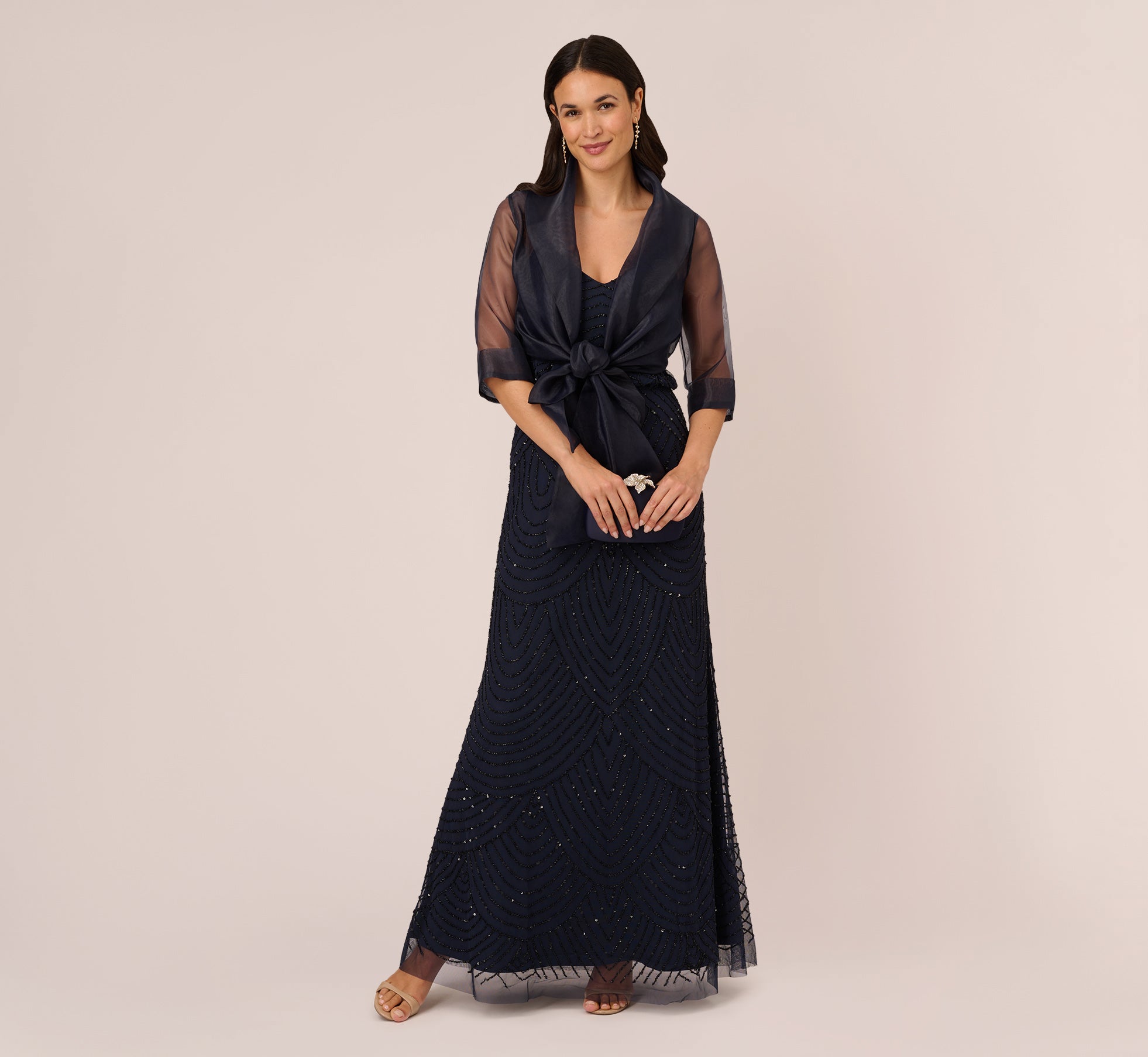 Organza Wrap Jacket With Short Sleeves In Midnight、mySite、solidvoid