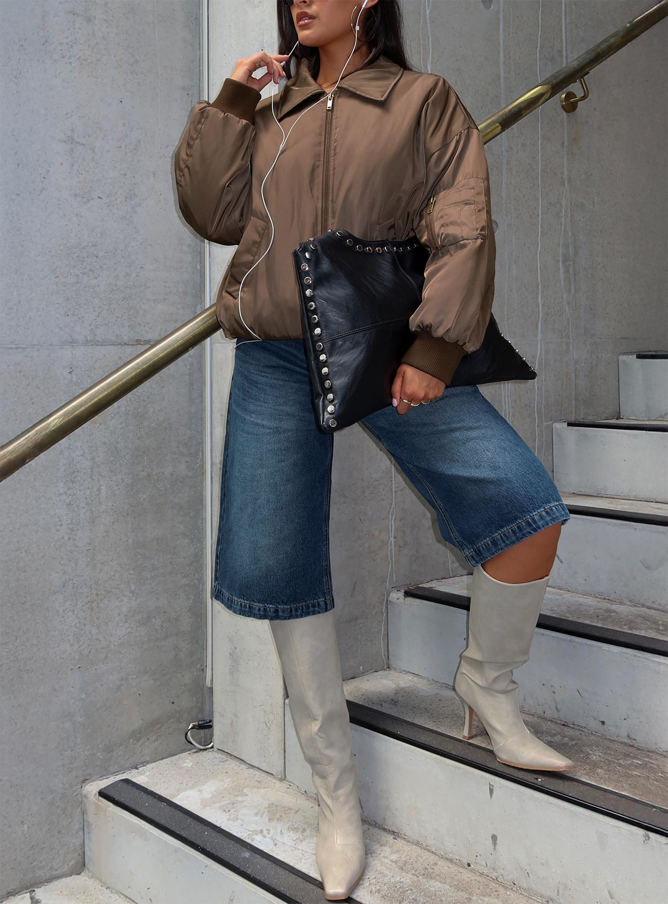 Ollison Longline Denim Shorts Blue、mySite、solidvoid