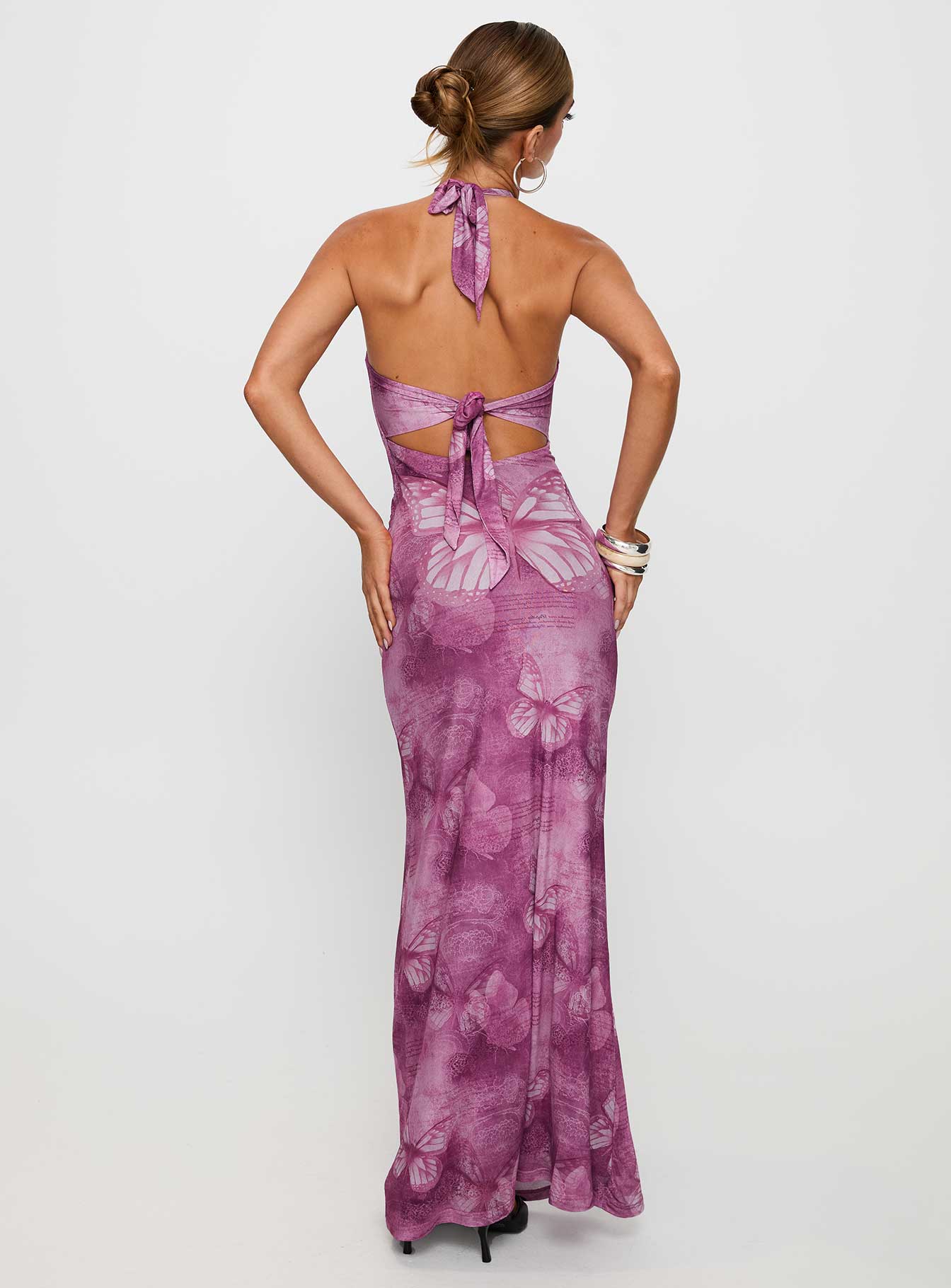 Nathaleia Halter Maxi Dress Purple、mySite、solidvoid