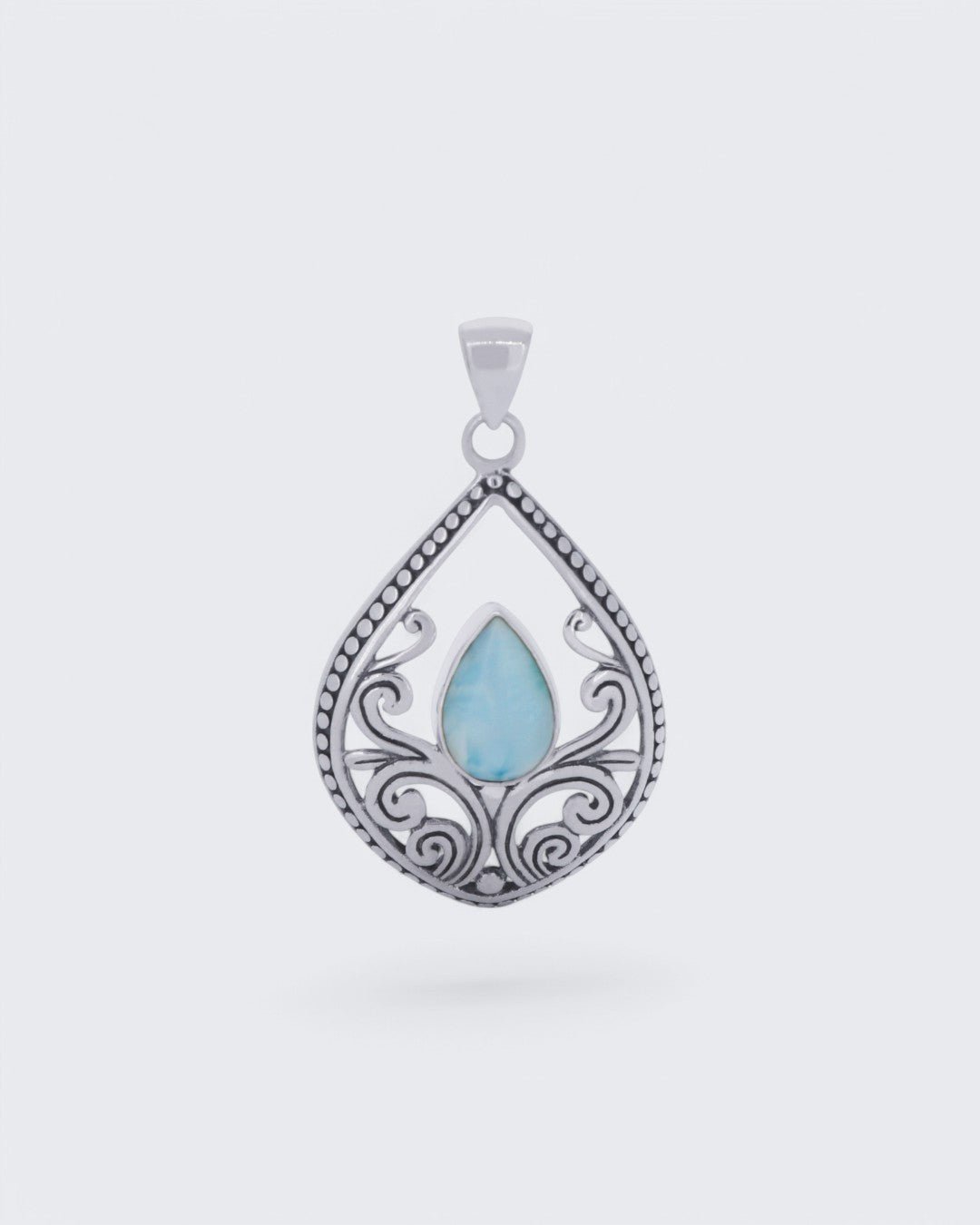 Sterling Silver Teardrop Larimar Vine Pendant、mySite、topwebapps