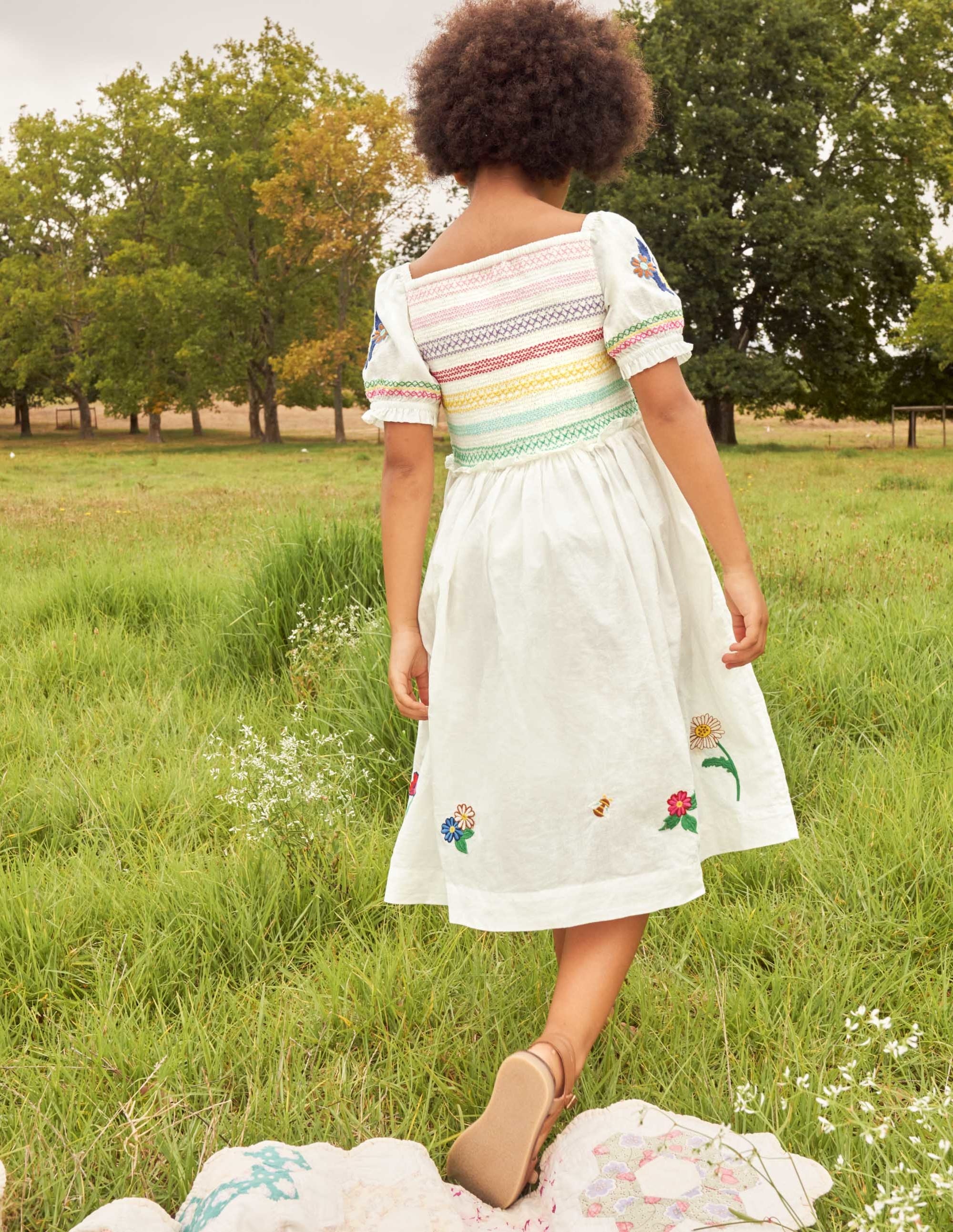  Floral Smocked Dress-Ivory Embroidered、mySite、ashleygrahame