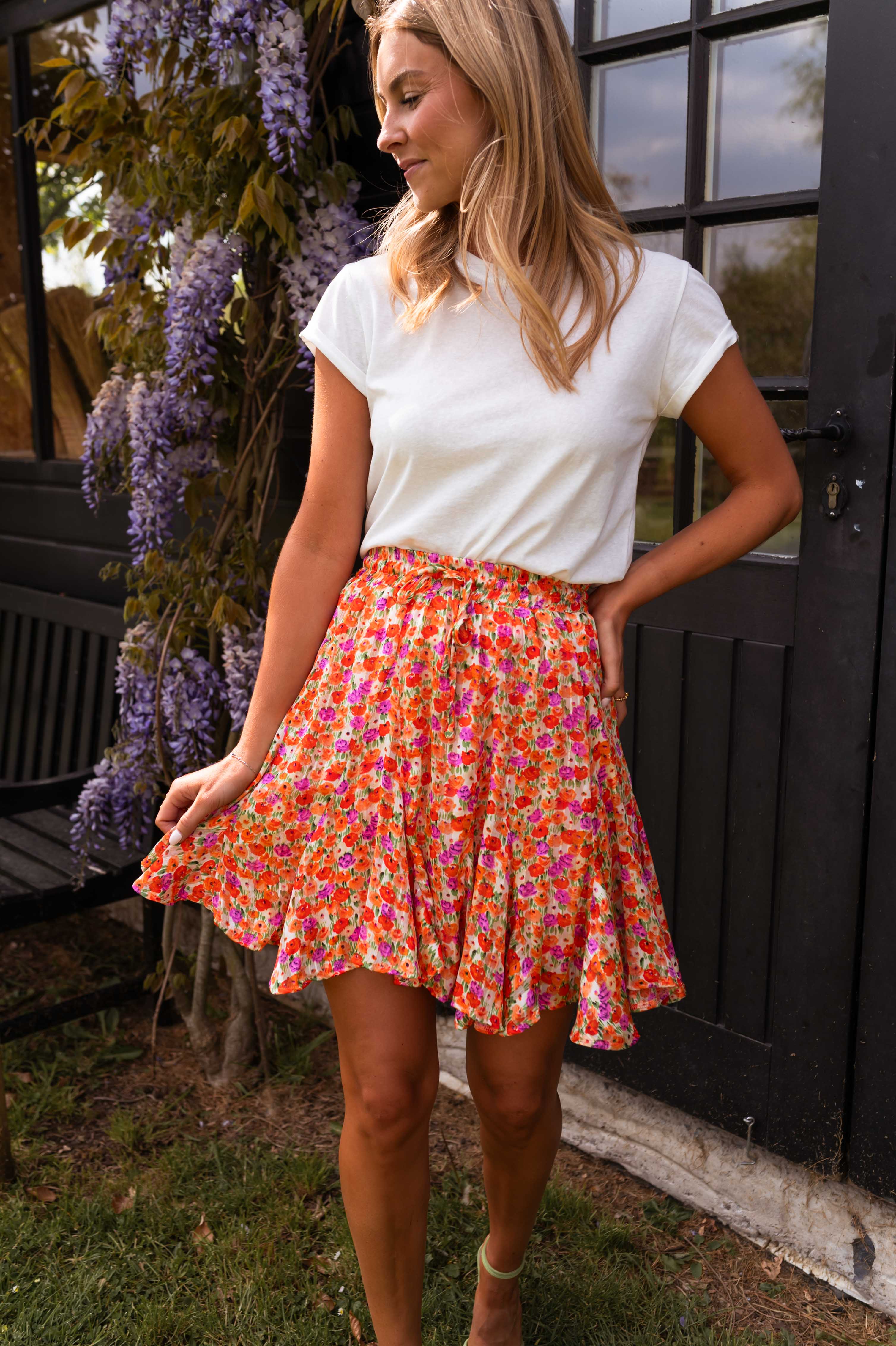 White pleated skirt