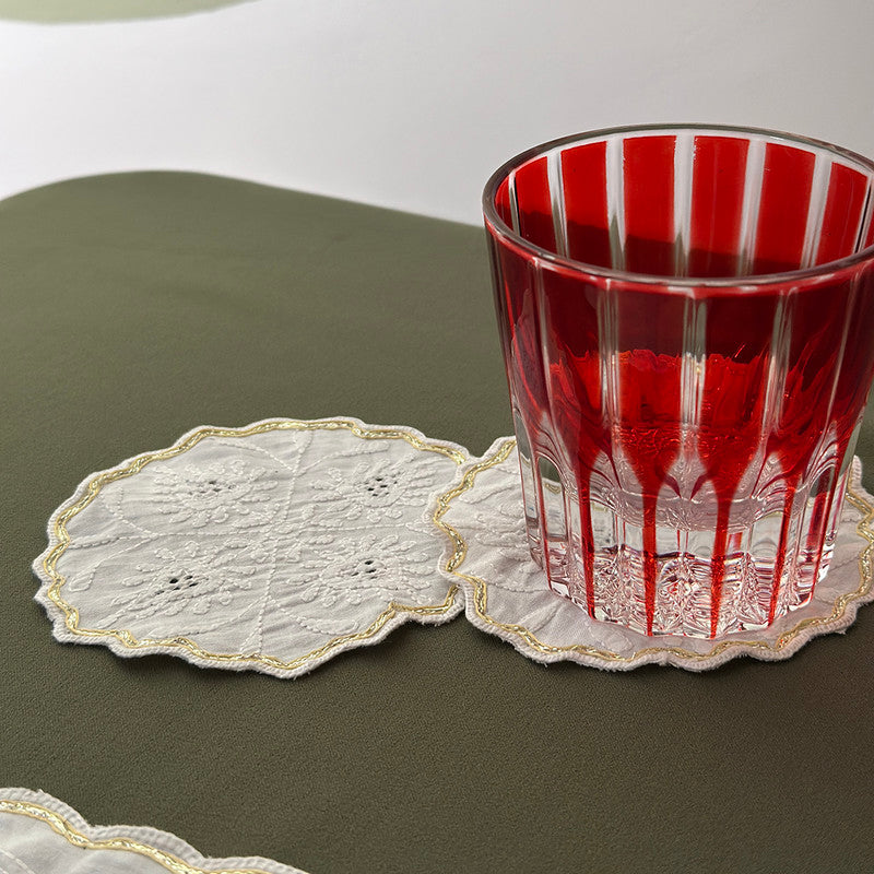 Cotton Coasters Set | White & Gold | Set of 4、mySite、camillekostekn