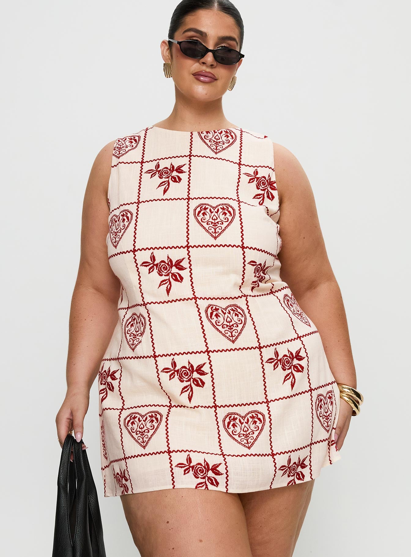 Alfalfa Shift Mini Dress Red Floral Check Curve、mySite、solidvoid