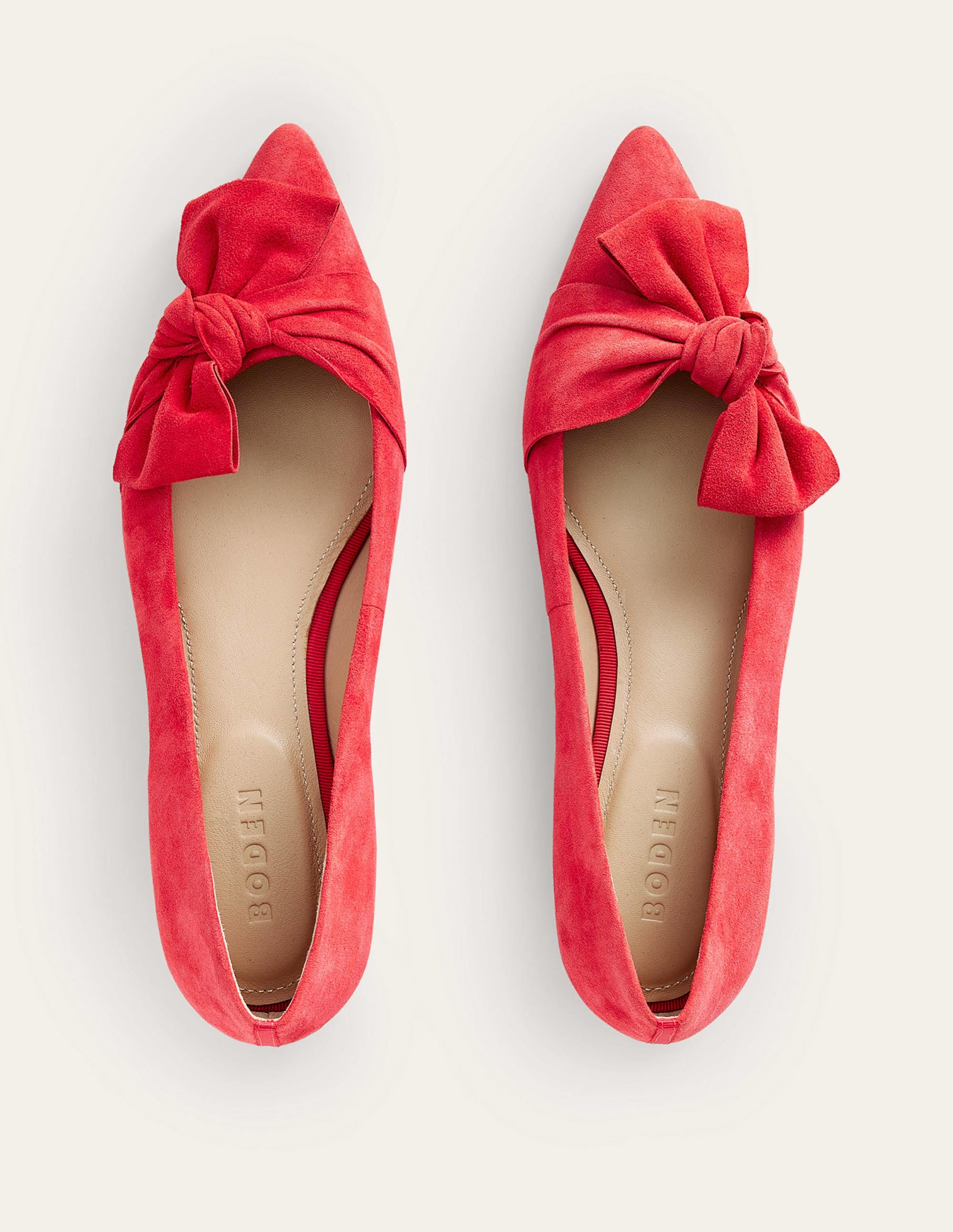  Suede-Bow Ballet Flats-Brilliant Red Suede、mySite、ashleygrahame