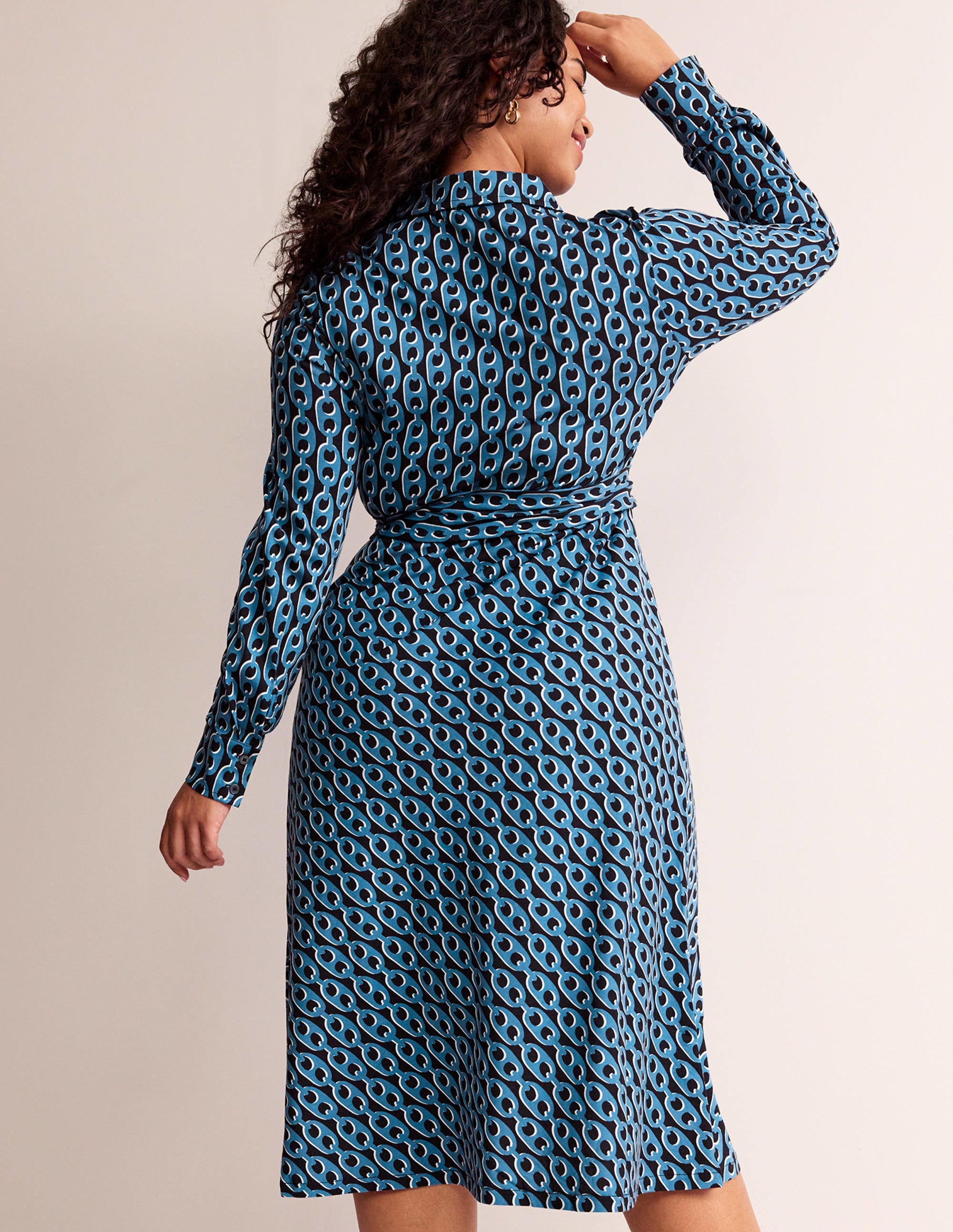  Laura Jersey Midi Shirt Dress-Azure, Geo Chain、mySite、ashleygrahame