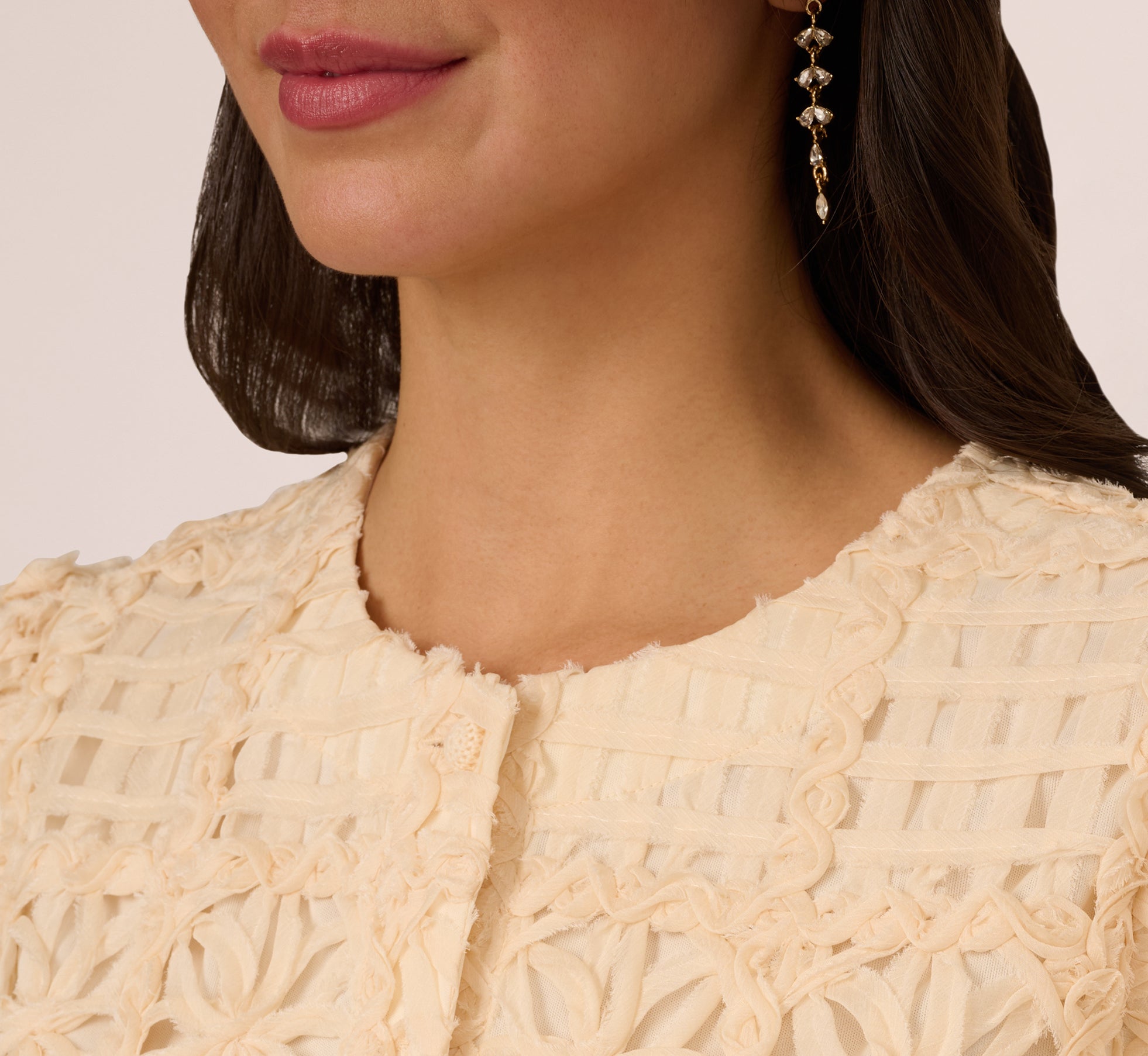 Short Sleeve Chiffon Soutache Jacket In Cannoli Cream、mySite、solidvoid