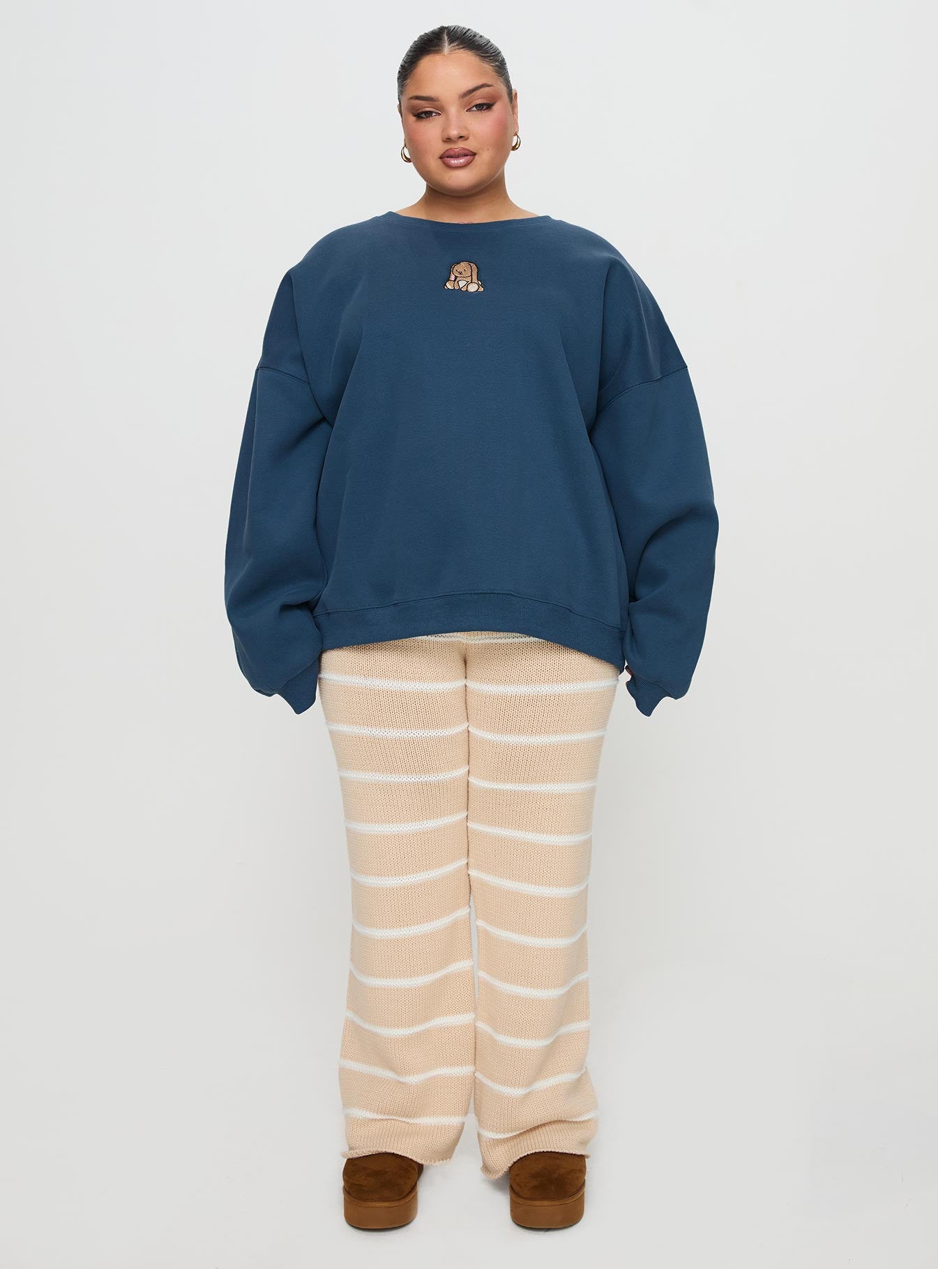 Sleepy Bunny Crewneck Jumper Navy Curve、mySite、solidvoid